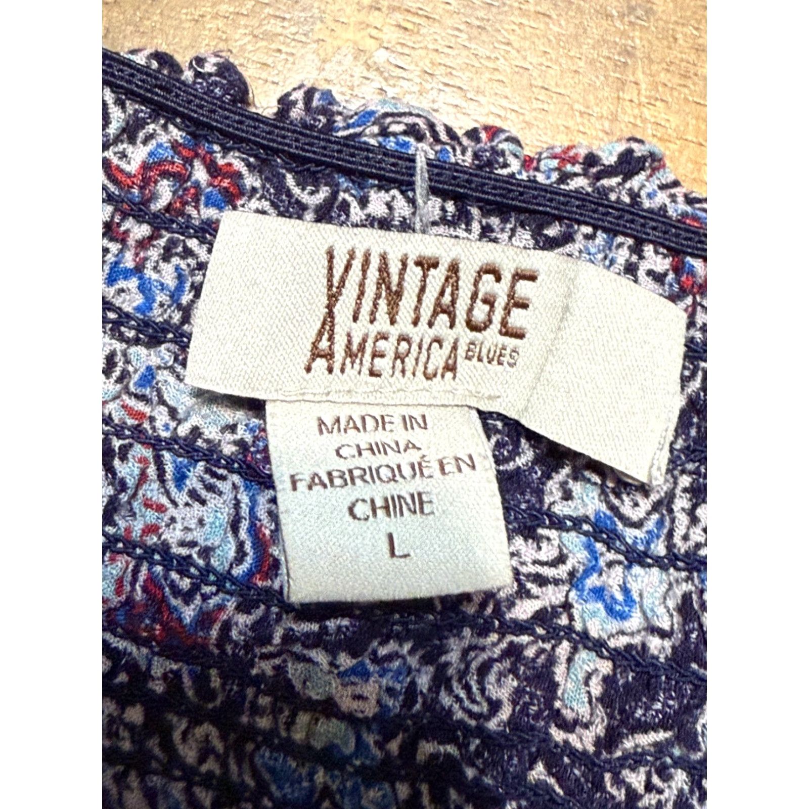 Vintage VINTAGE America Shirt Womens Large Blue Red Purple White Floral Off-shoulder Size L / US 10 / IT 46 - 5 Thumbnail