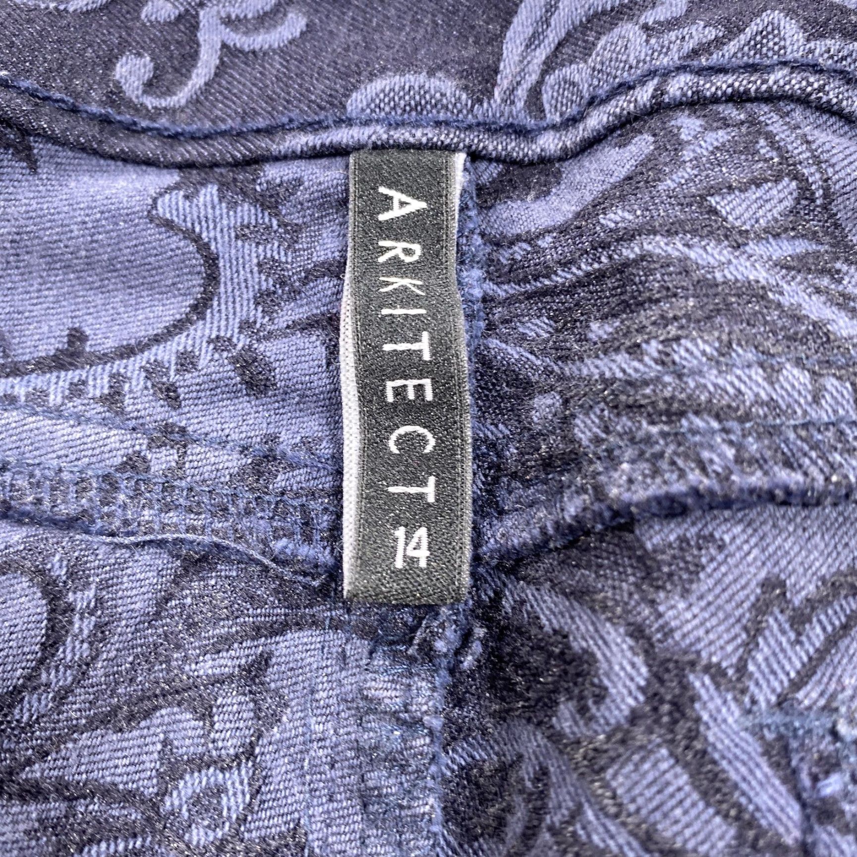 Vintage ARK Jeans Womens 14 Blue Dark Wash Skinny Ankle Zip Mid Rise Floral Denim 5-Pocket Womens Jeans Size 36" / US 14 / IT 50 - 7 Thumbnail