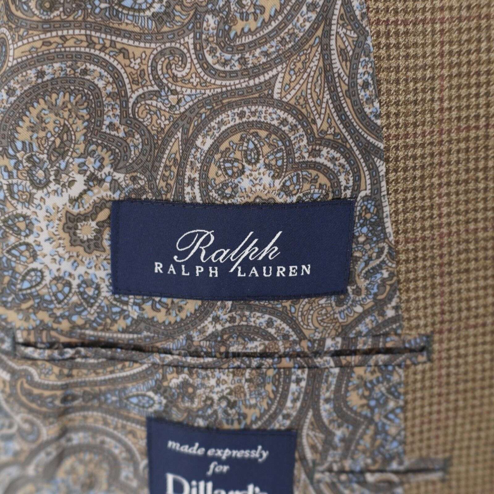 Ralph Lauren Ralph Lauren Tan Green Houndstooth Red Windowpane Wool Silk Size 42R - 9 Thumbnail