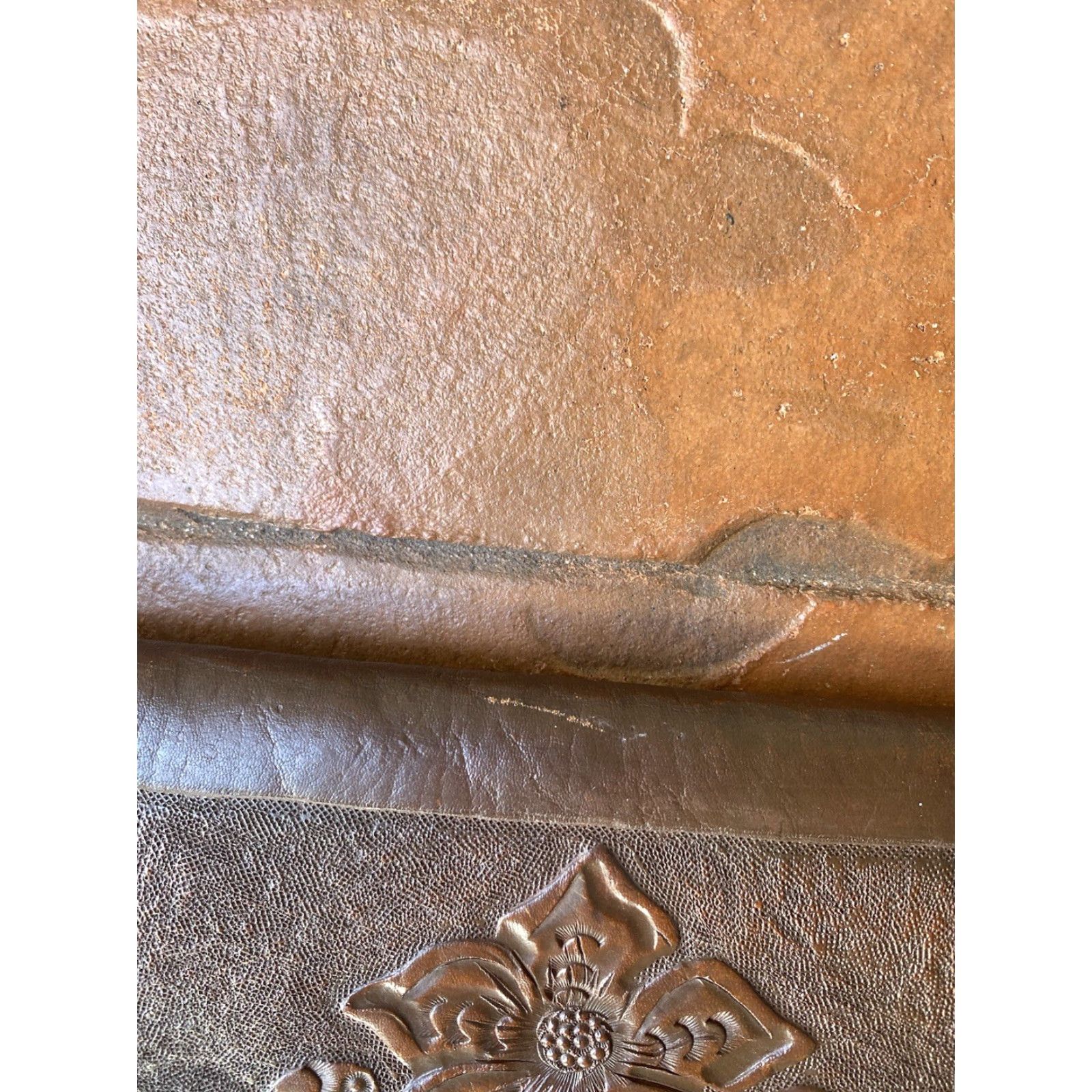 Vintage VINTAGE Leather Western Hand Tooled Embossed Clutch Envelope Purse Bag 9" Brown Women Clutch Western Bag Size ONE SIZE - 4 Thumbnail