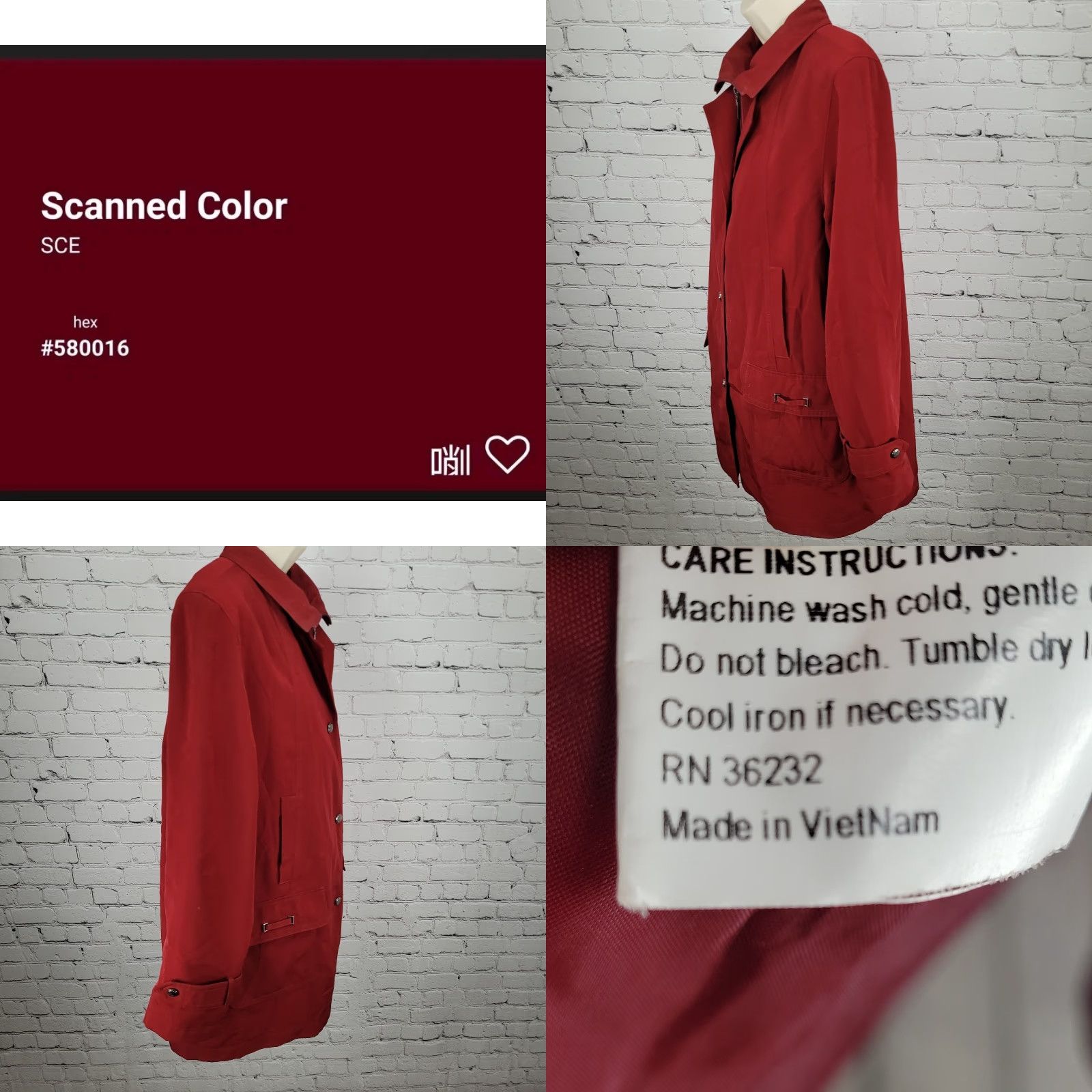 Vintage Gallery Jacket Women M Red Solid Lightweight Collared Pockets Zip Snap Size M / US 6-8 / IT 42-44 - 10 Thumbnail