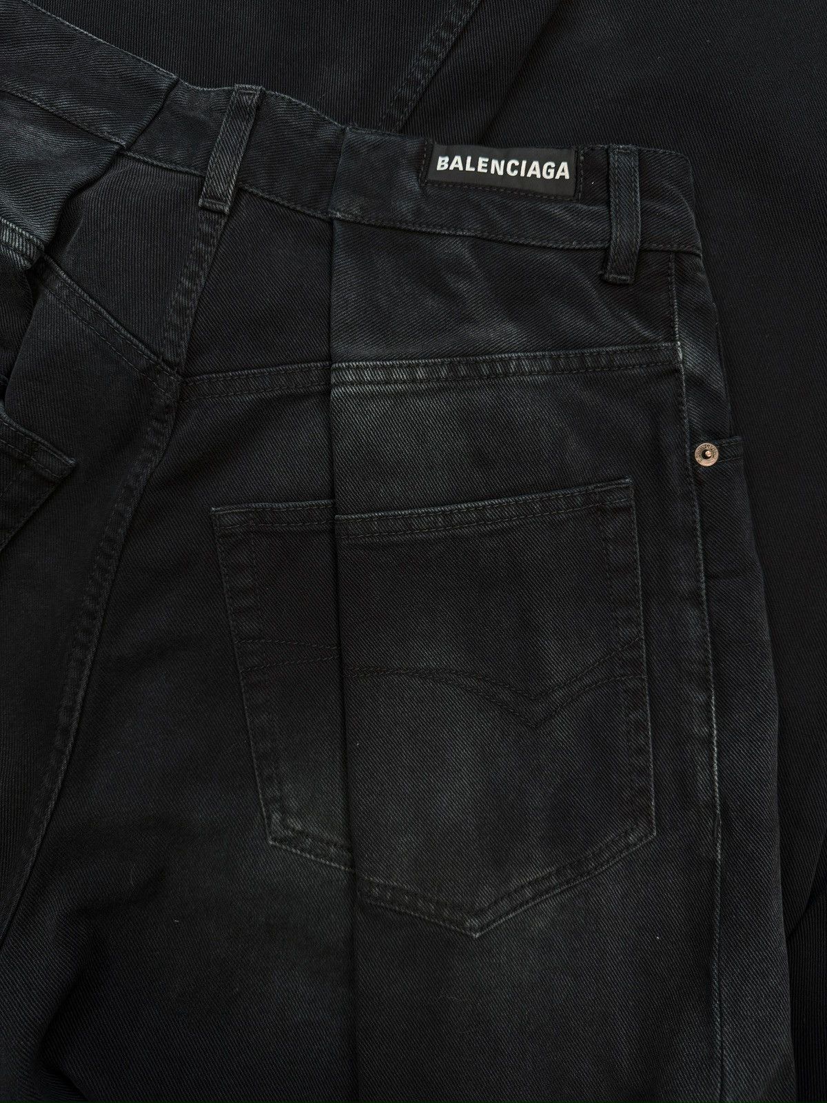 Balenciaga AW23 Balenciaga Double Layered Navy Blue Wide Cut Denim Size US 30 / EU 46 - 4 Thumbnail