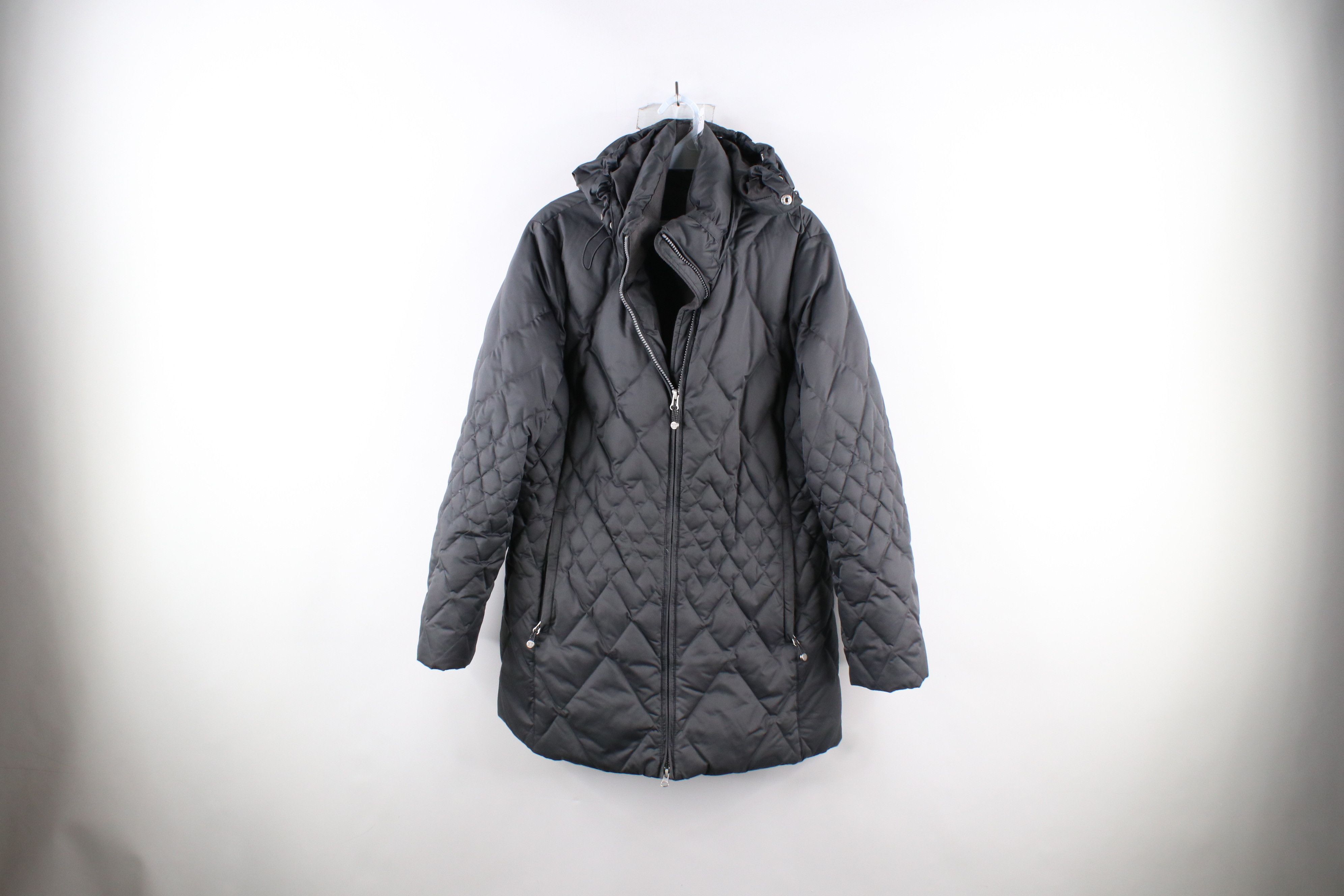image of Eddie Bauer 550 Duck Down Quilted Hooded Puffer Parka Jacket in Grey, Women's (Size Large)