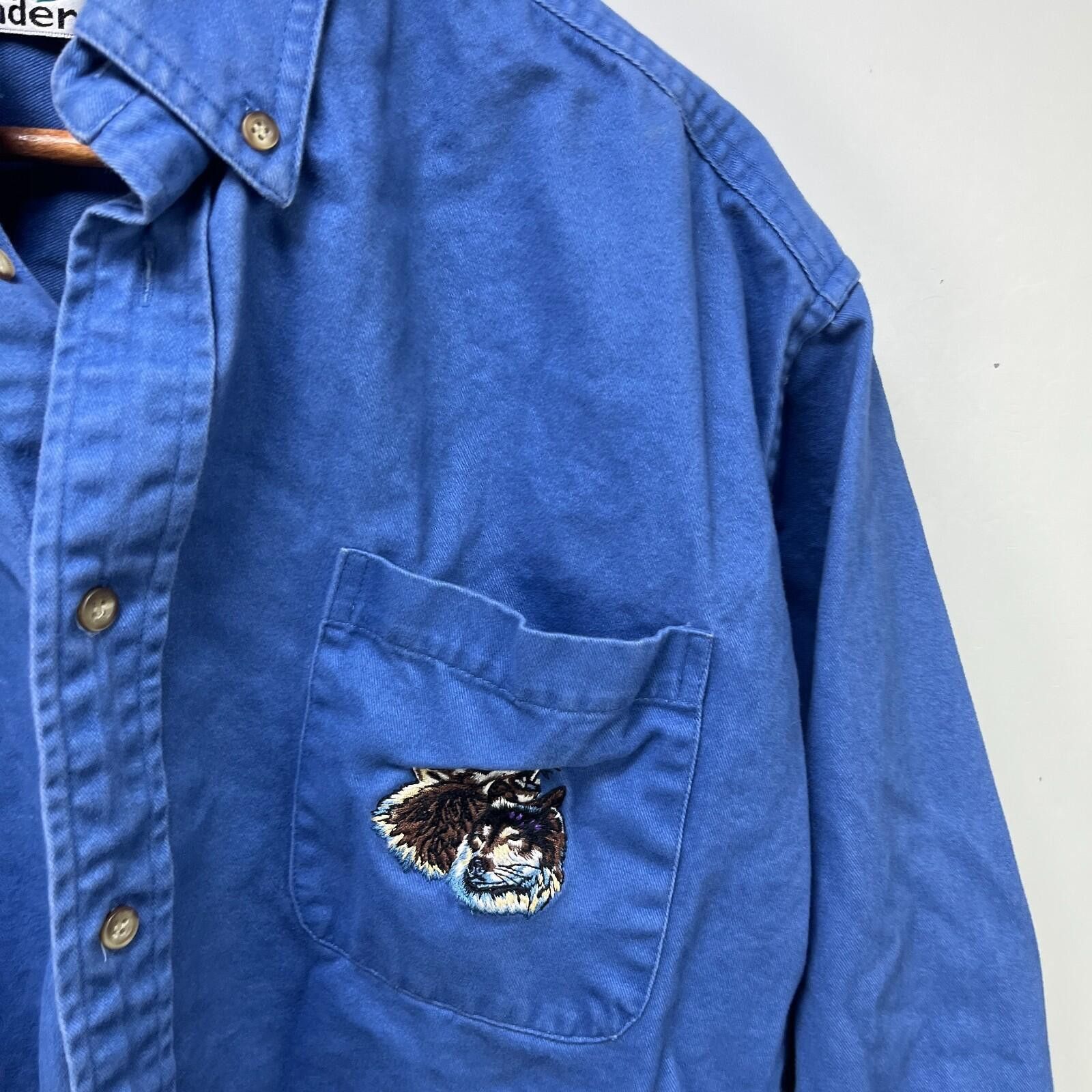 Vintage Vintage 90s Wolf Animal Nature Button Up Shirt Medium Size US M / EU 48-50 / 2 - 5 Thumbnail