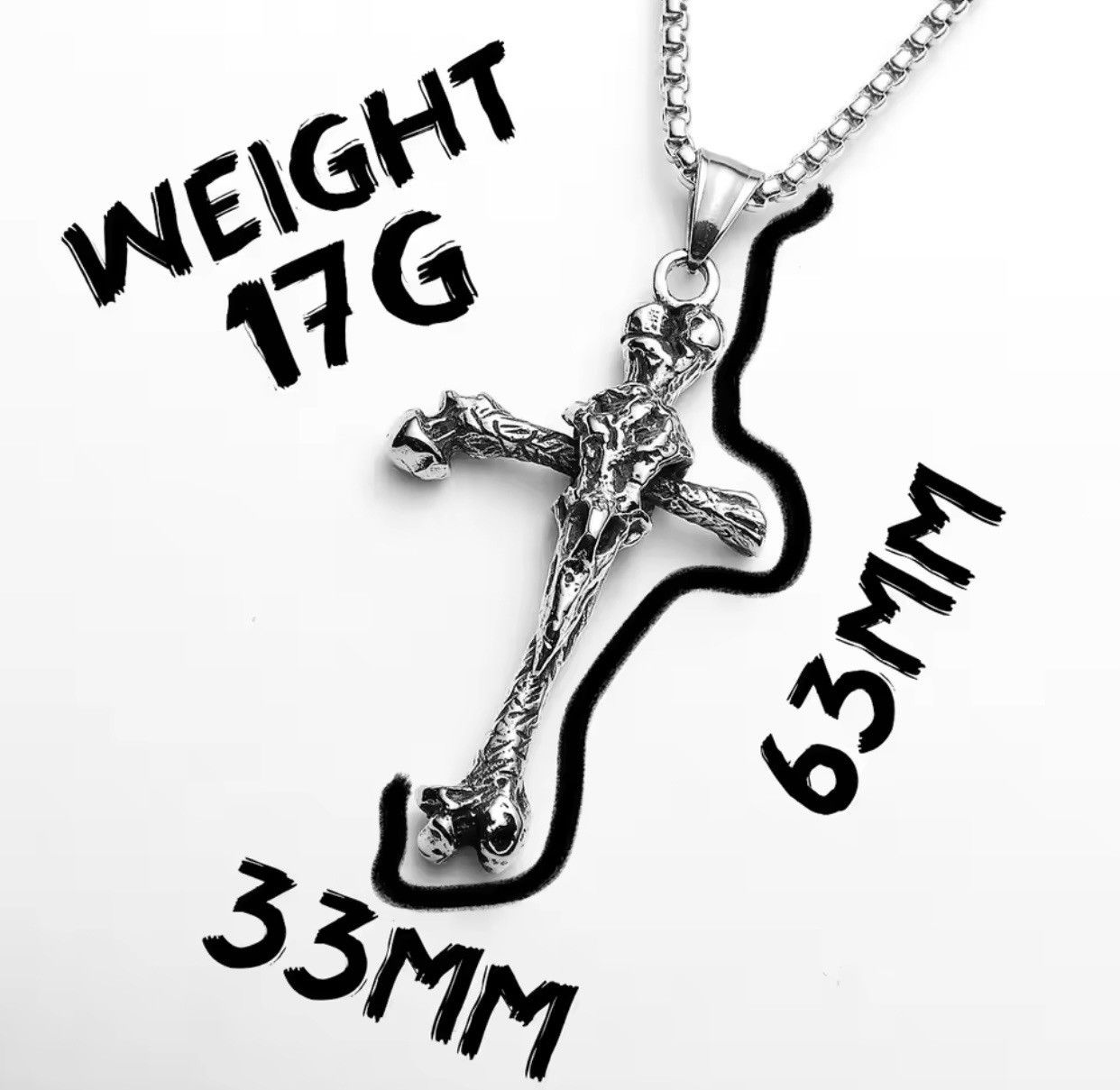 Other Crow Bone Cross Stainless Steel Amulets Pendant Chain Size ONE SIZE - 5 Thumbnail