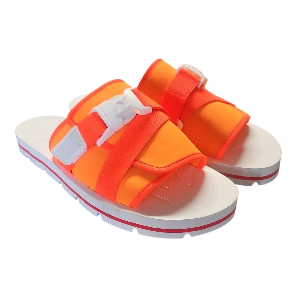 Christian Louboutin Neon Orange Slide Sandals Size US 11 / EU 44 - 3 Thumbnail