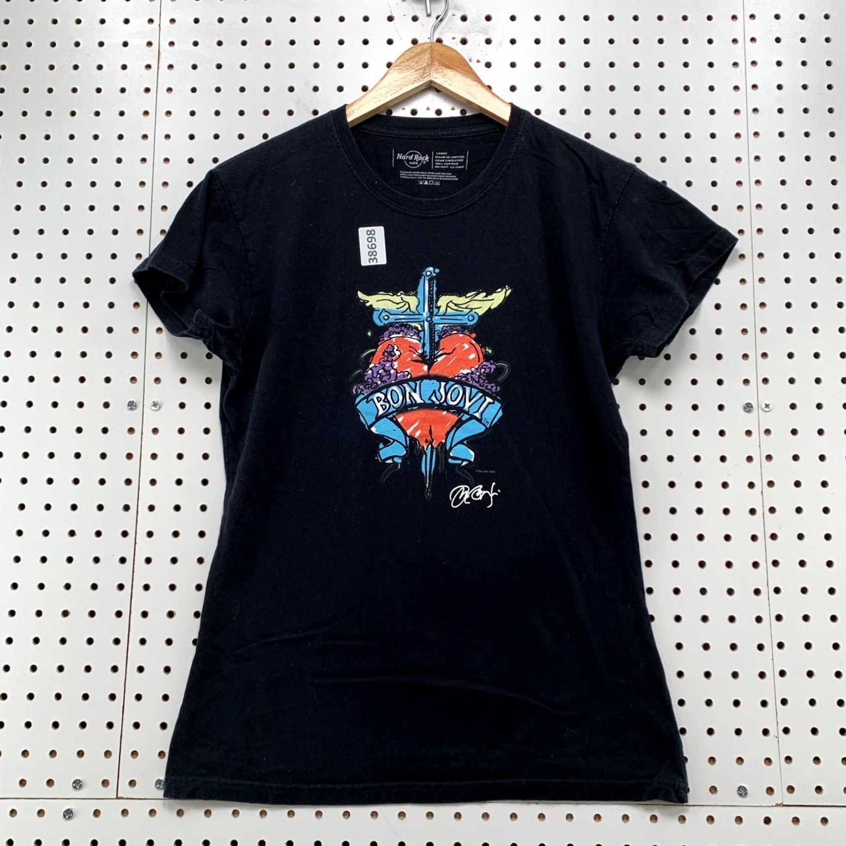 Hard Rock Cafe Hard Rock Bon Jovi Top Womens Large Black Bucharest Music Shirt Size L / US 10 / IT 46 - 2 Thumbnail