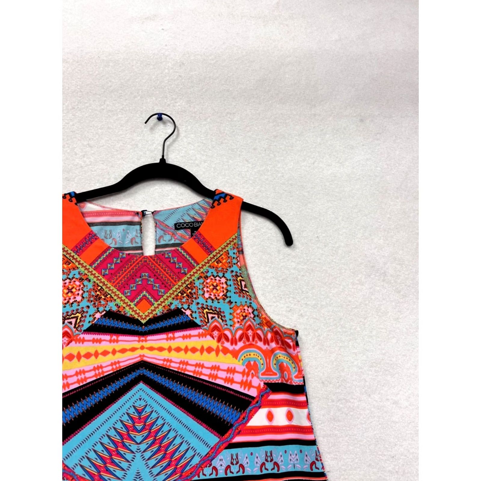 Vintage Coco Bianco Blouse Sleeveless M Womens Orange Geometric Asymmetrical Hem Top Size M / US 6-8 / IT 42-44 - 5 Thumbnail