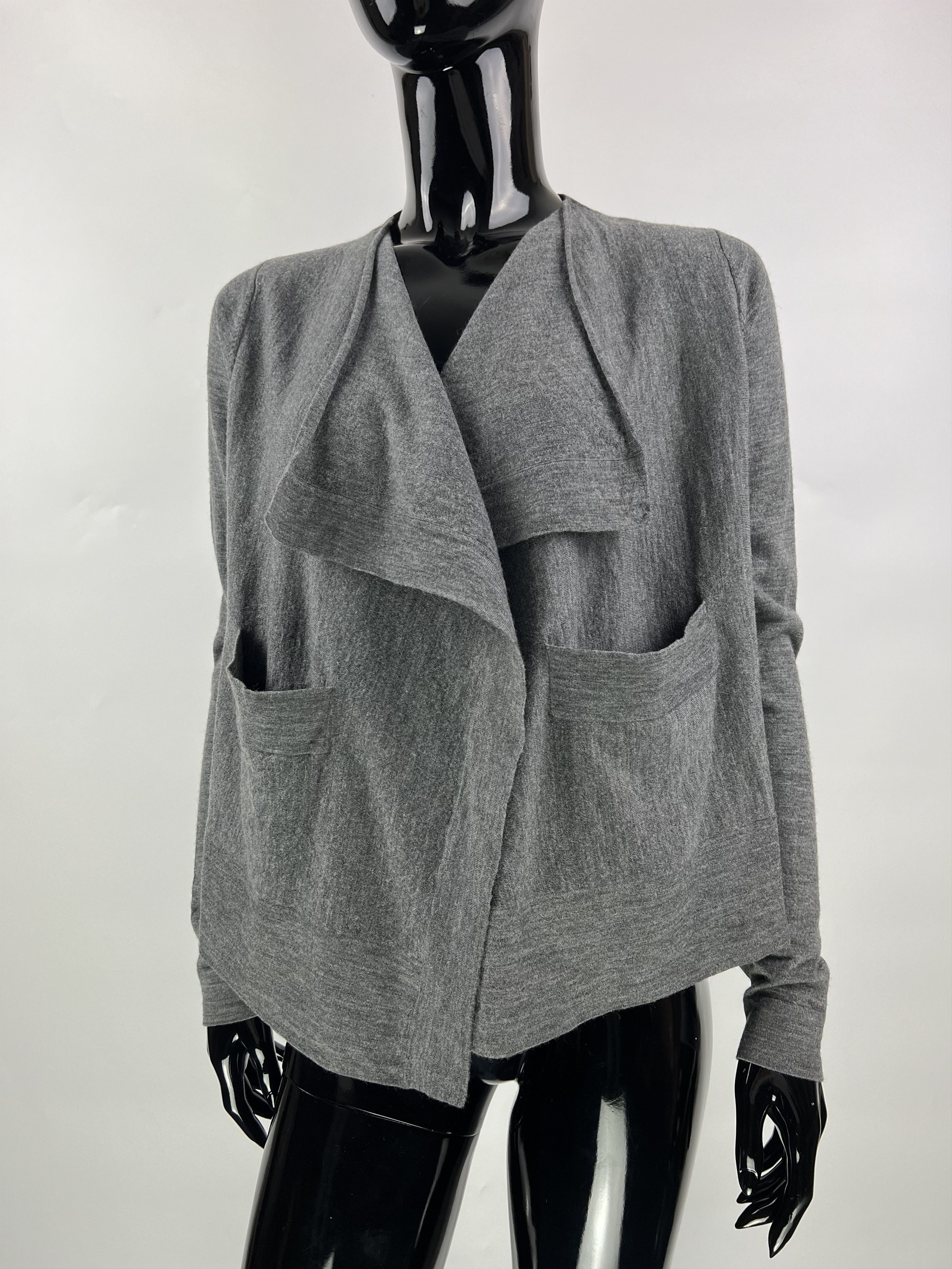 Cos COS Women's Gray 100% Merino Wool Cape Open Cardigan Size M Size M / US 6-8 / IT 42-44 - 3 Thumbnail