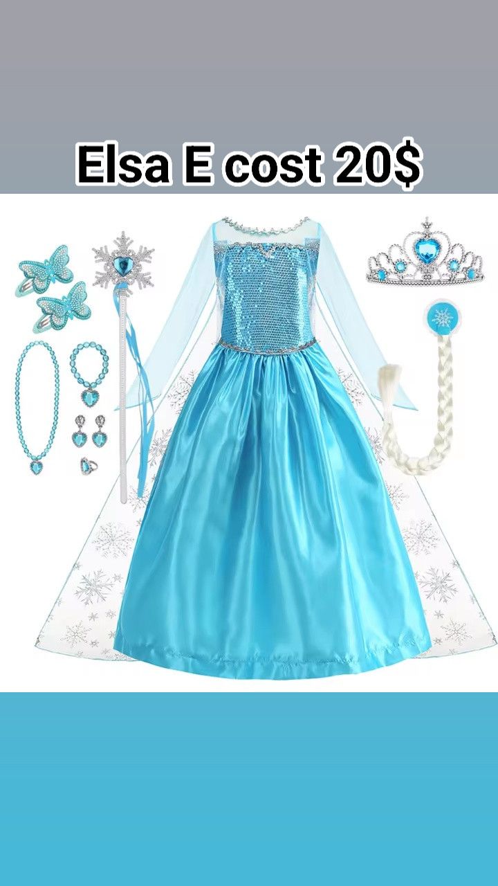 Disney Disney Frozen Elsa Snow Queen Princess Dress Halloween Kids Size ONE SIZE - 5 Thumbnail