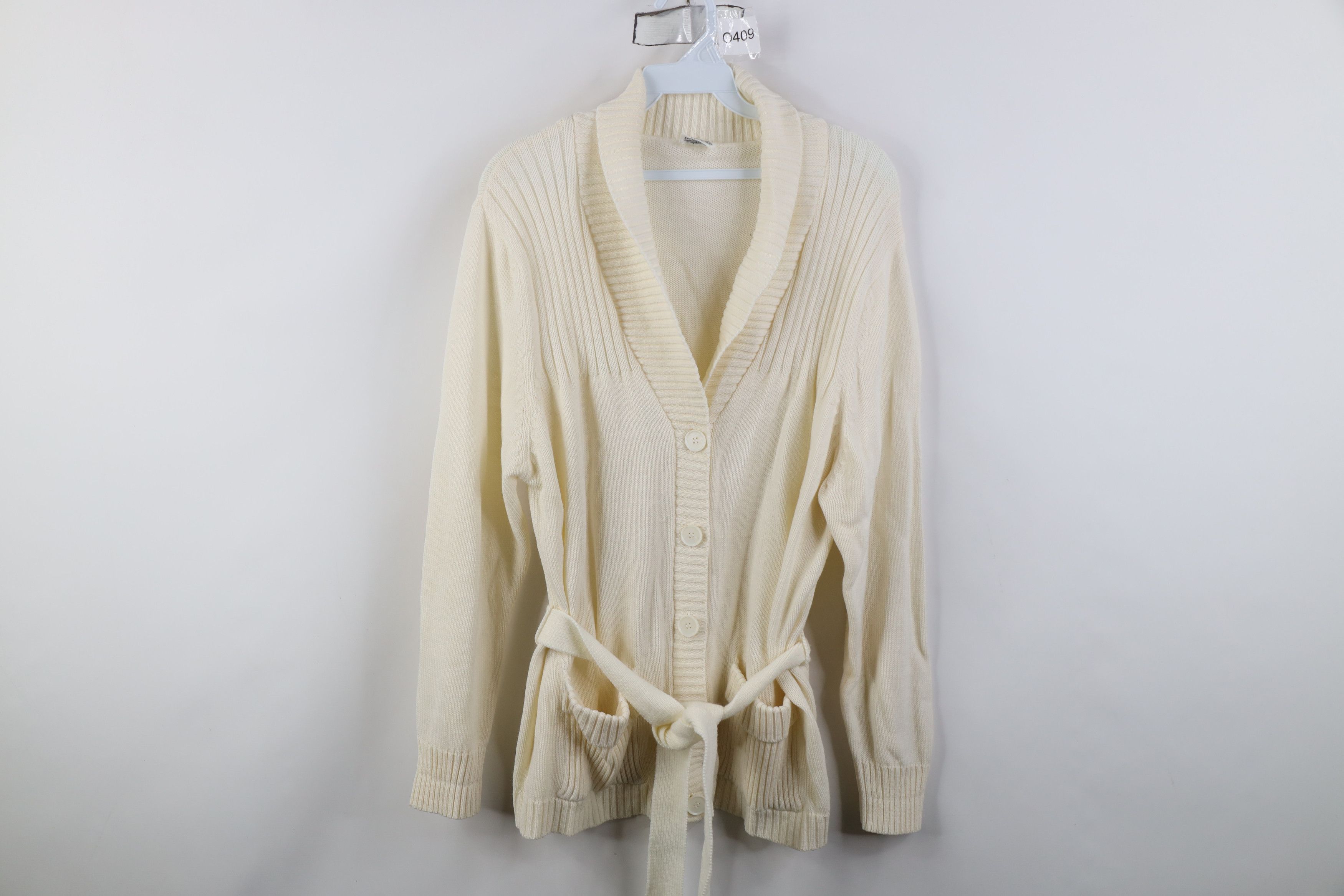 Vintage Vintage 70s Streetwear Belted Knit Shawl Cardigan Sweater Size M / US 6-8 / IT 42-44 - 1 Thumbnail