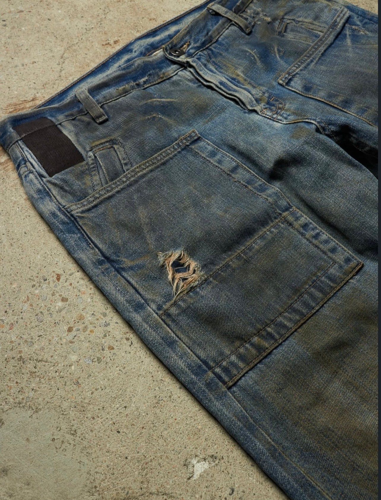 Rick Owens 01 [SLAB] MUDWASH WIDE CARPENTER DENIM Size US 29 - 3 Thumbnail