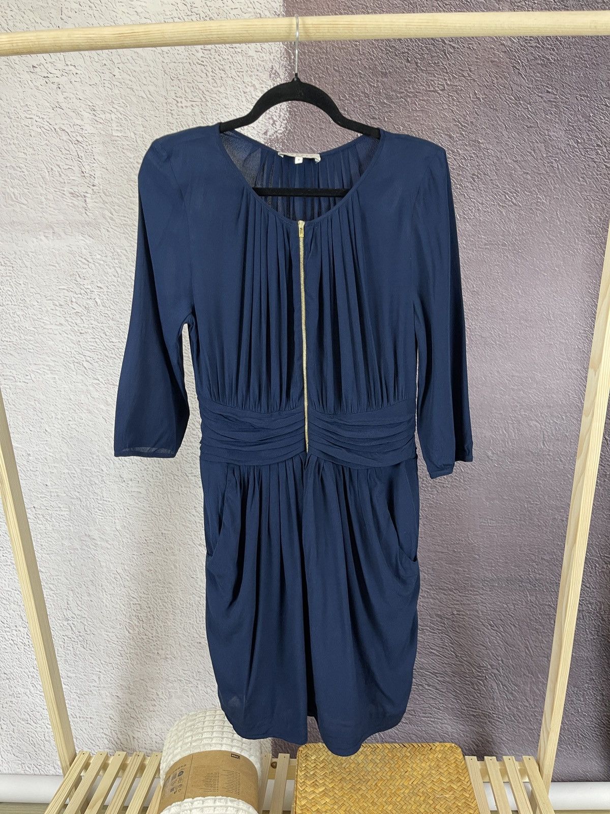 Sandro Sandro Paris blue zip midi dress viscose Size L / US 10 / IT 46 - 2 Thumbnail
