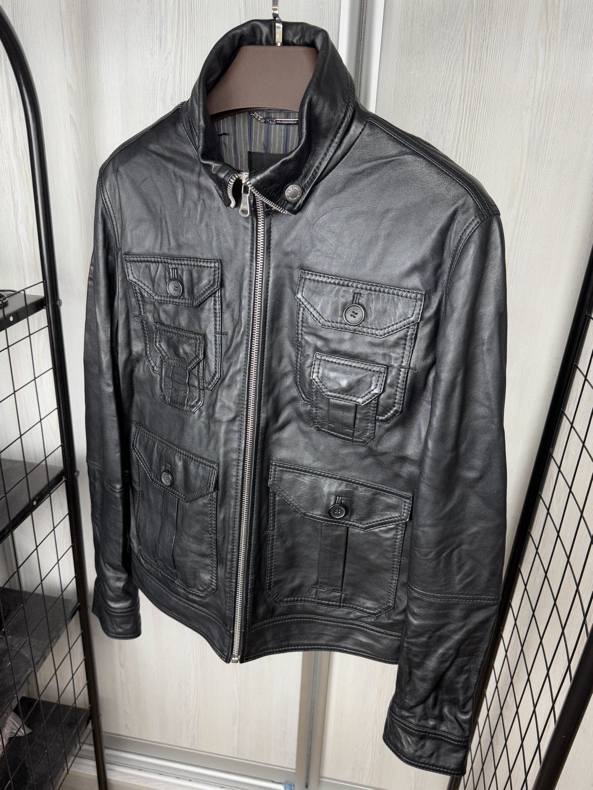 Dolce & Gabbana 2000s Dolce & Gabbana Multipocket Black Leather Jacket Size US L / EU 52-54 / 3 - 5 Thumbnail