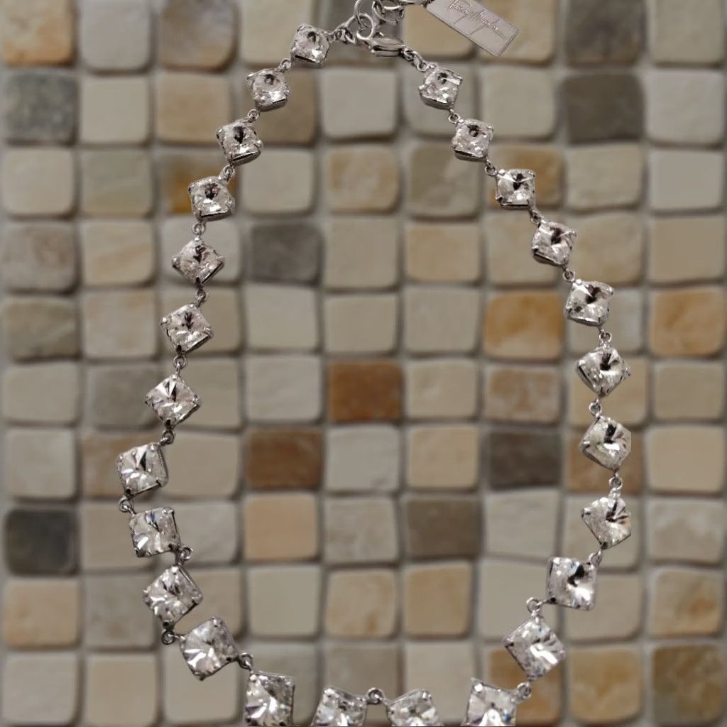 Thierry Mugler VINTAGE Thierry Mugler Modern Womens 40cm Silver Necklace Crystal Diamond Cut Design Used From Size ONE SIZE - 1 Thumbnail