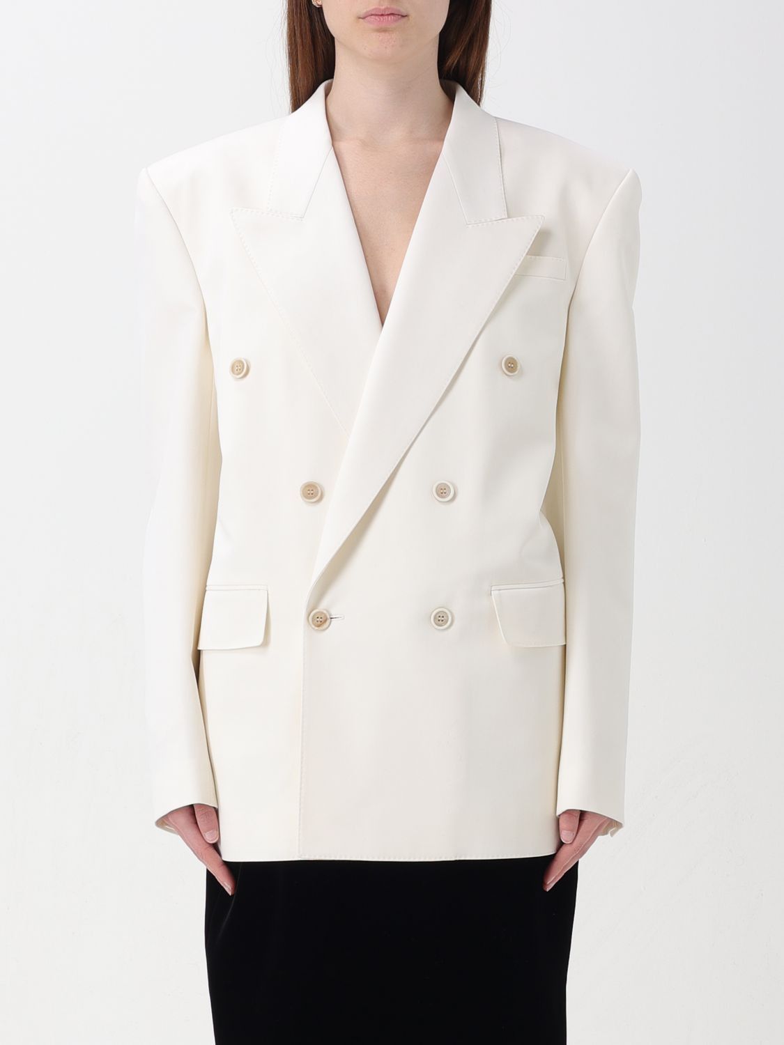 image of Saint Laurent Paris Saint Laurent Blazer Woman Cream, Women's (Size XS)