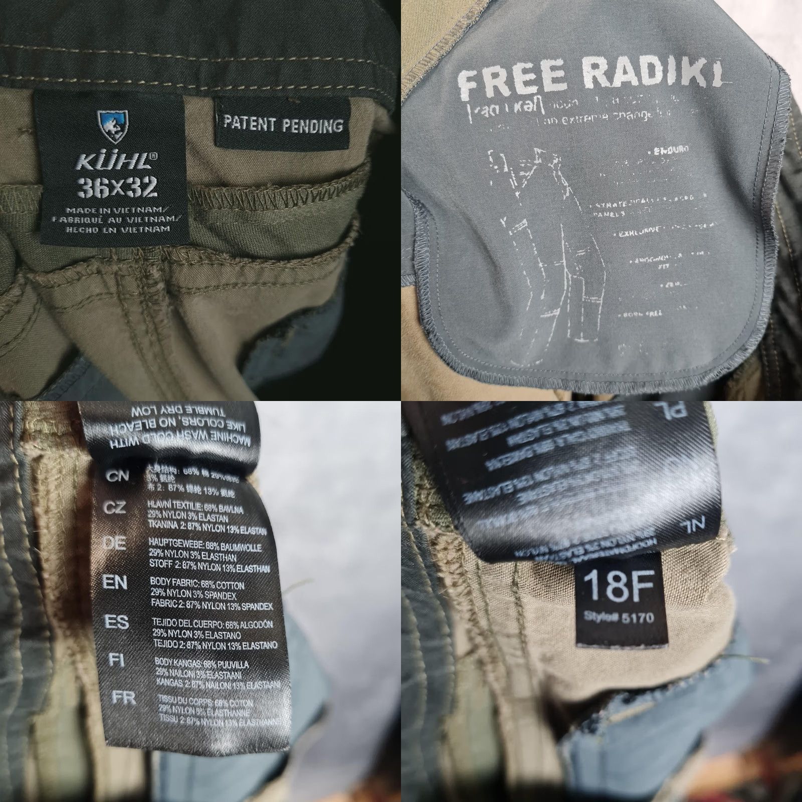 Vintage Kuhl Free Radikl Pants Mens 36 Green Canvas Stretch Hiking Outdoor Nylon Regular Front Zip Pocket Style Khakis 5-Pocket Mens Size US 36 / EU 52 - 11 Thumbnail