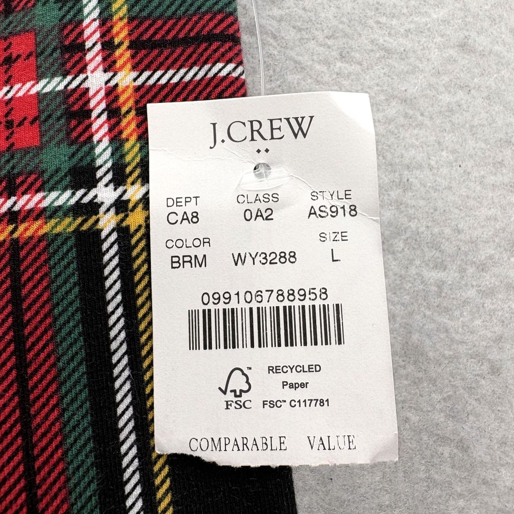 J.Crew J.CREW Womens Large Leggings Multicolor Plaid Holiday Christmas Ankle High Rise Size 36" / US 14 / IT 50 - 3 Thumbnail