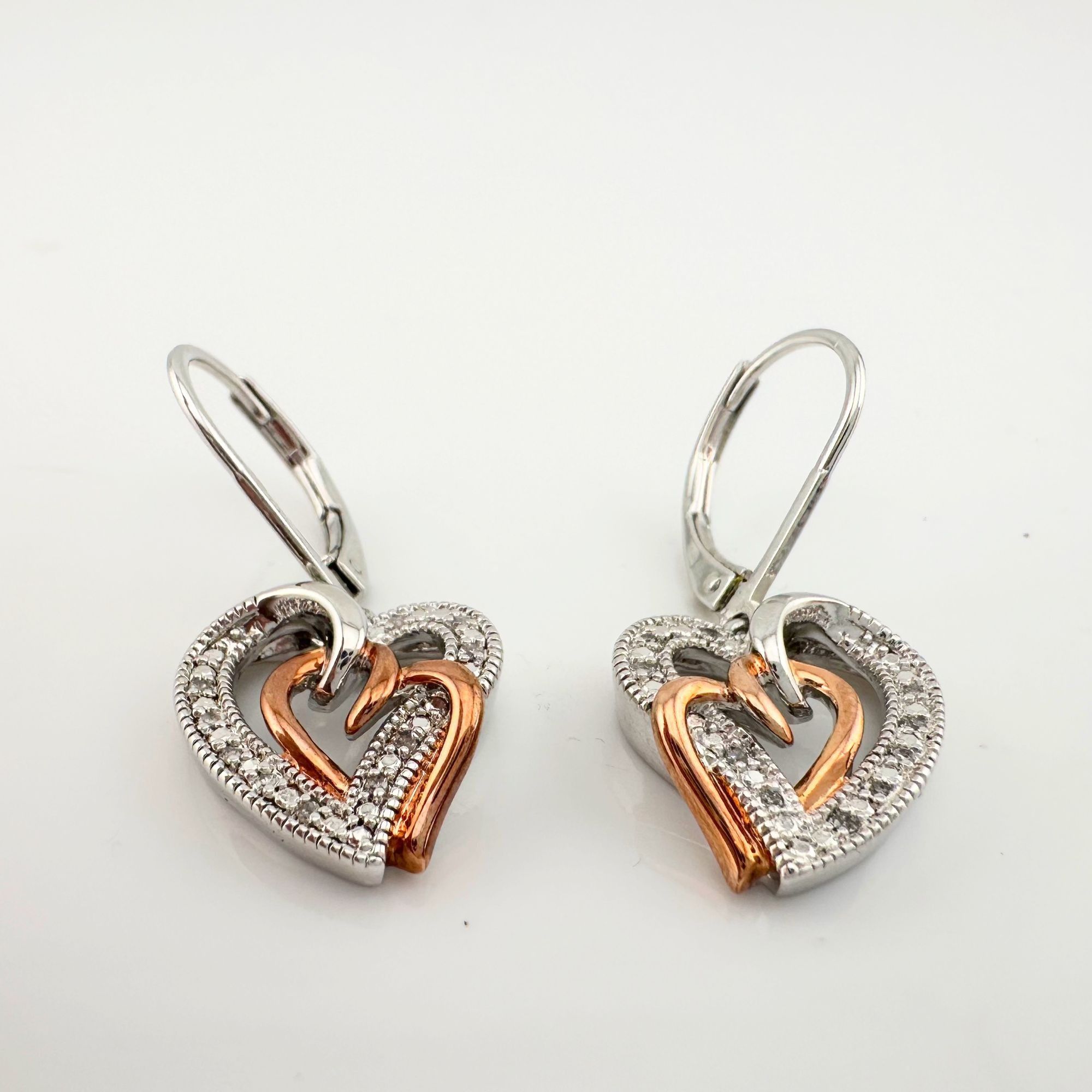 Other Two Tone Interlocking Hearts Diamond Accent Earrings Size ONE SIZE - 1 Thumbnail