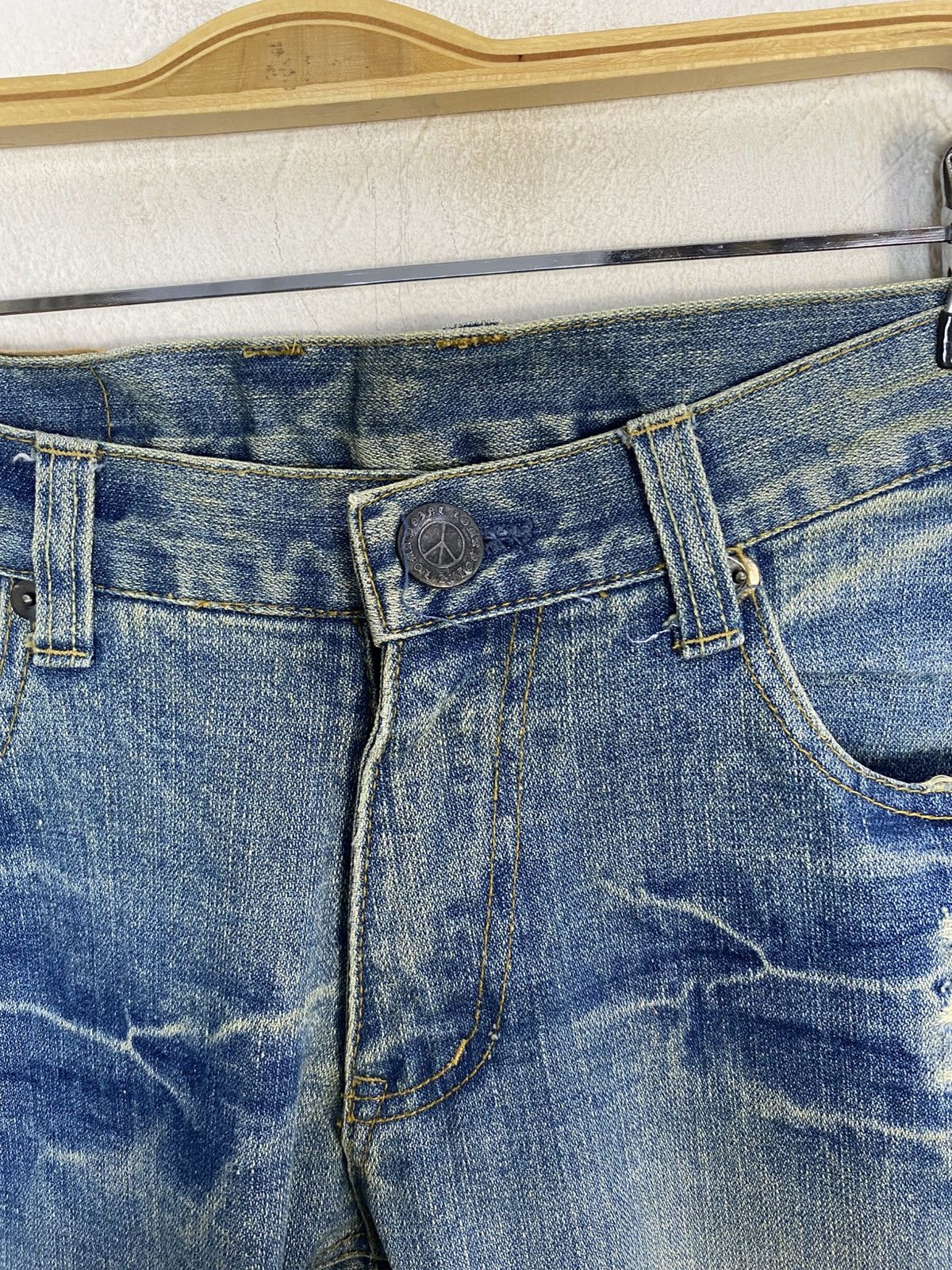 Japanese Brand Vintage Peace Denim Printed Distressed Hippie Jeans Size 33 Size US 33 - 6 Thumbnail