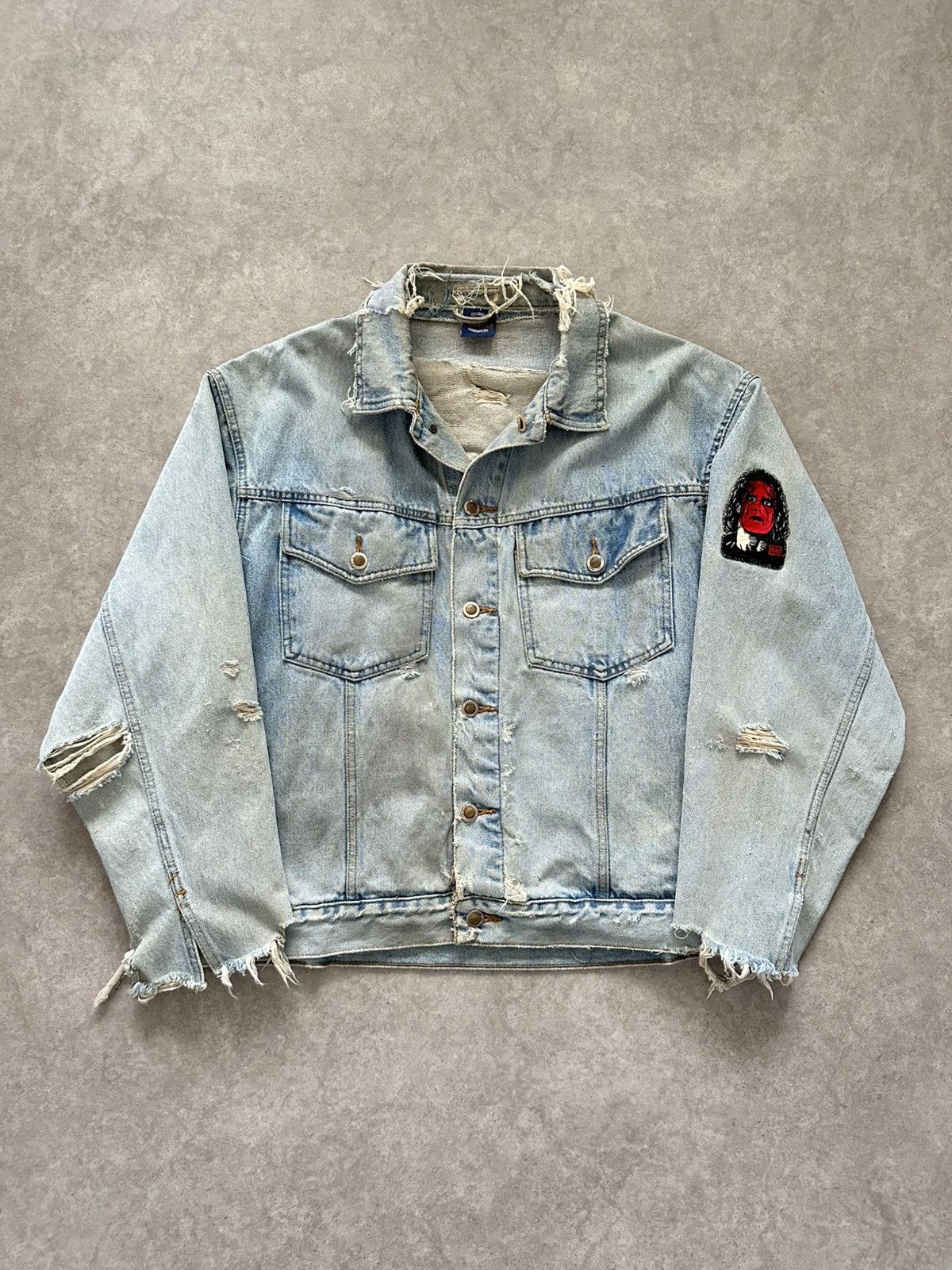 Vintage Vintage Sting Denim Jacket Thrashed Distressed Unique Rare Size US L / EU 52-54 / 3 - 21 Thumbnail
