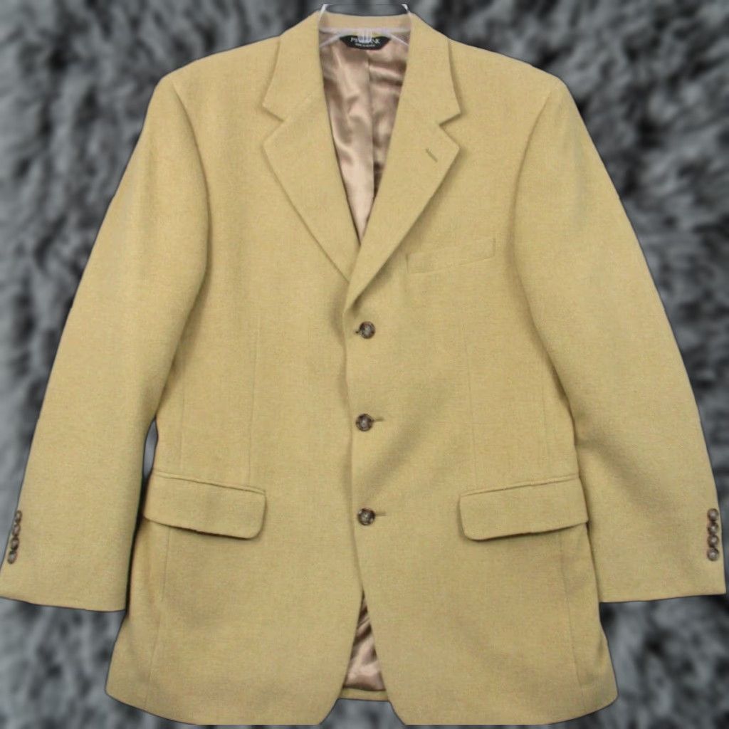 Jos. A. Bank VINTAGE Jos. A. Bank Blazer Men 40 Beige Camel Hair Single-Breasted 3-Button Notch Lapel Shirt Fashion CR 40 Beige Size 40R - 1 Thumbnail