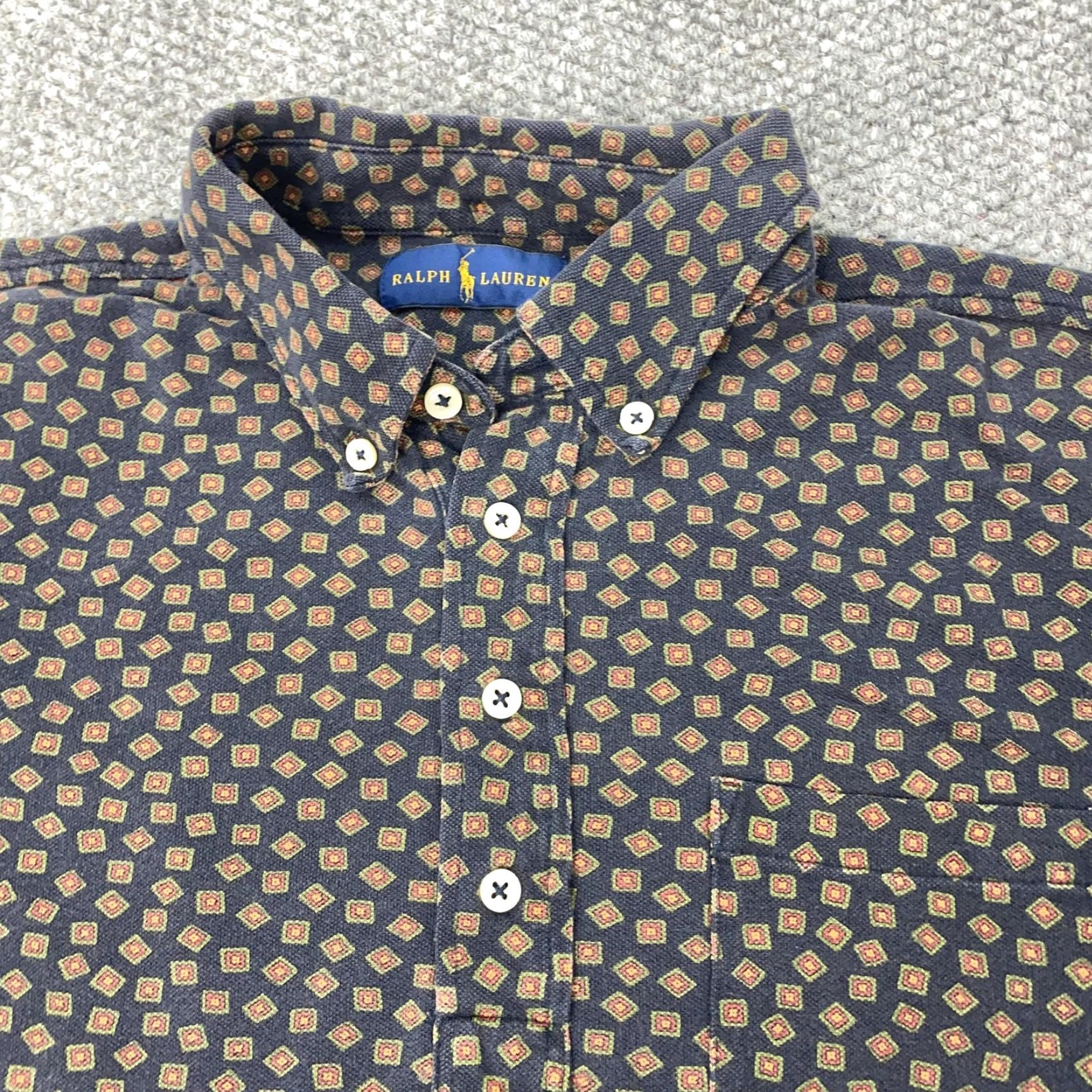 Ralph Lauren Ralph Lauren Button-Up Shirt Mens Medium Blue Brown Geometric Print Long Sleeve Casual Size US M / EU 48-50 / 2 - 3 Thumbnail