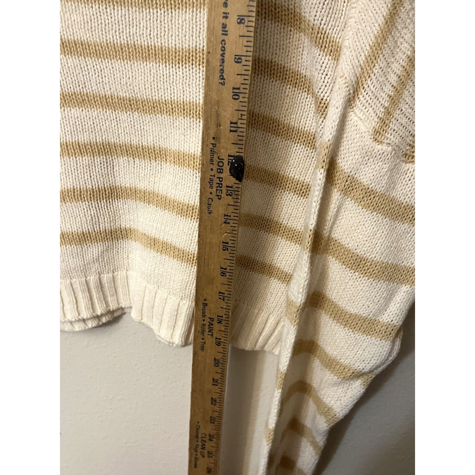 American Eagle Outfitters AMERICAN EAGLE WOMEN'S CABLE-KNIT PULLOVER SWEATER LONG SLEEVE WHITE BEIGE STRIPED L 90s CLASSIC Size L / US 10 / IT 46 - 4 Thumbnail