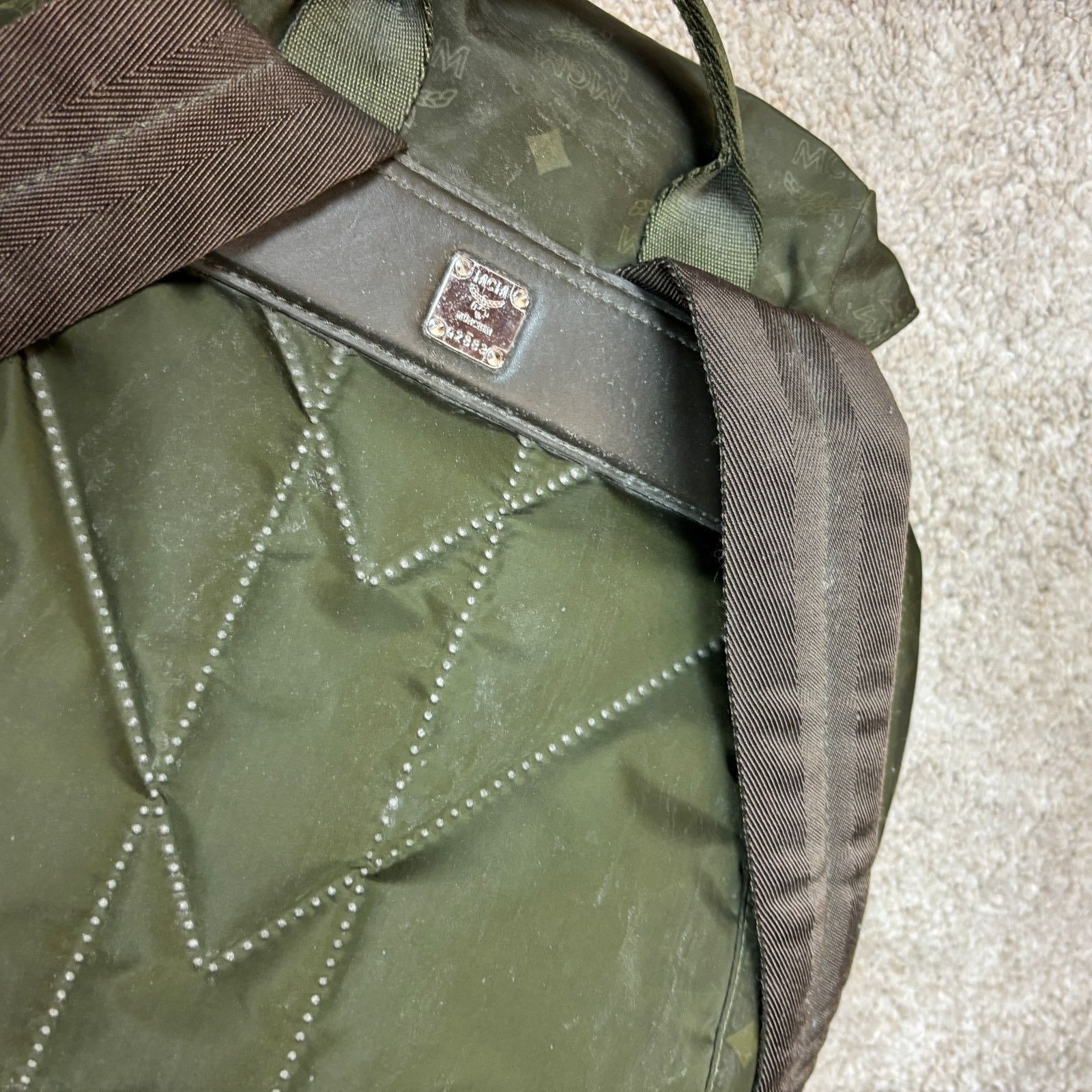 MCM MCM Dieter Green Monogram Two Pocket Nylon Backpack Rucksack Size ONE SIZE - 11 Thumbnail