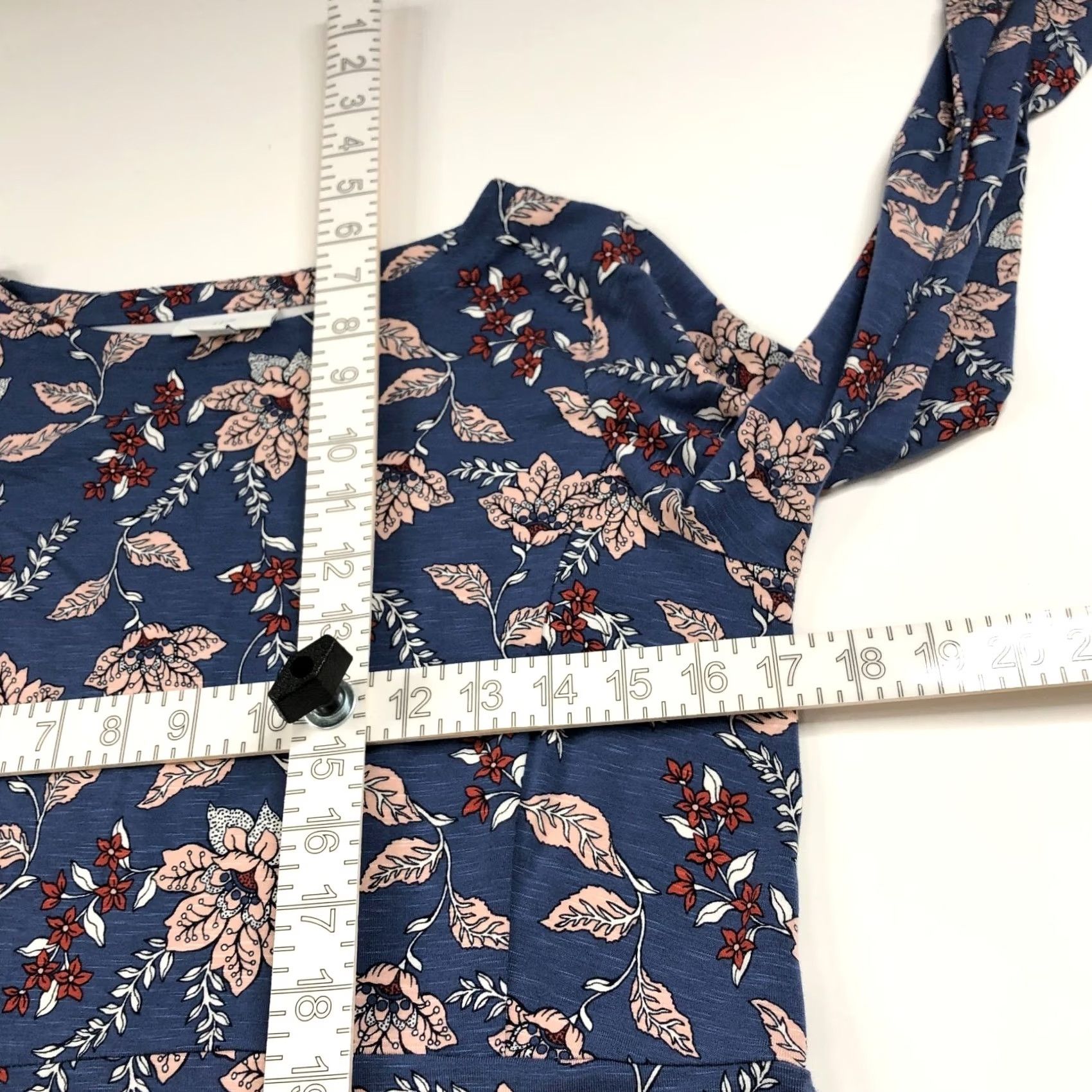 J. Jill J. Jill Shirt Dress A-Line XS Knee Length Blue Leaf Floral All Over Print Women Size XS / US 0-2 / IT 36-38 - 5 Thumbnail