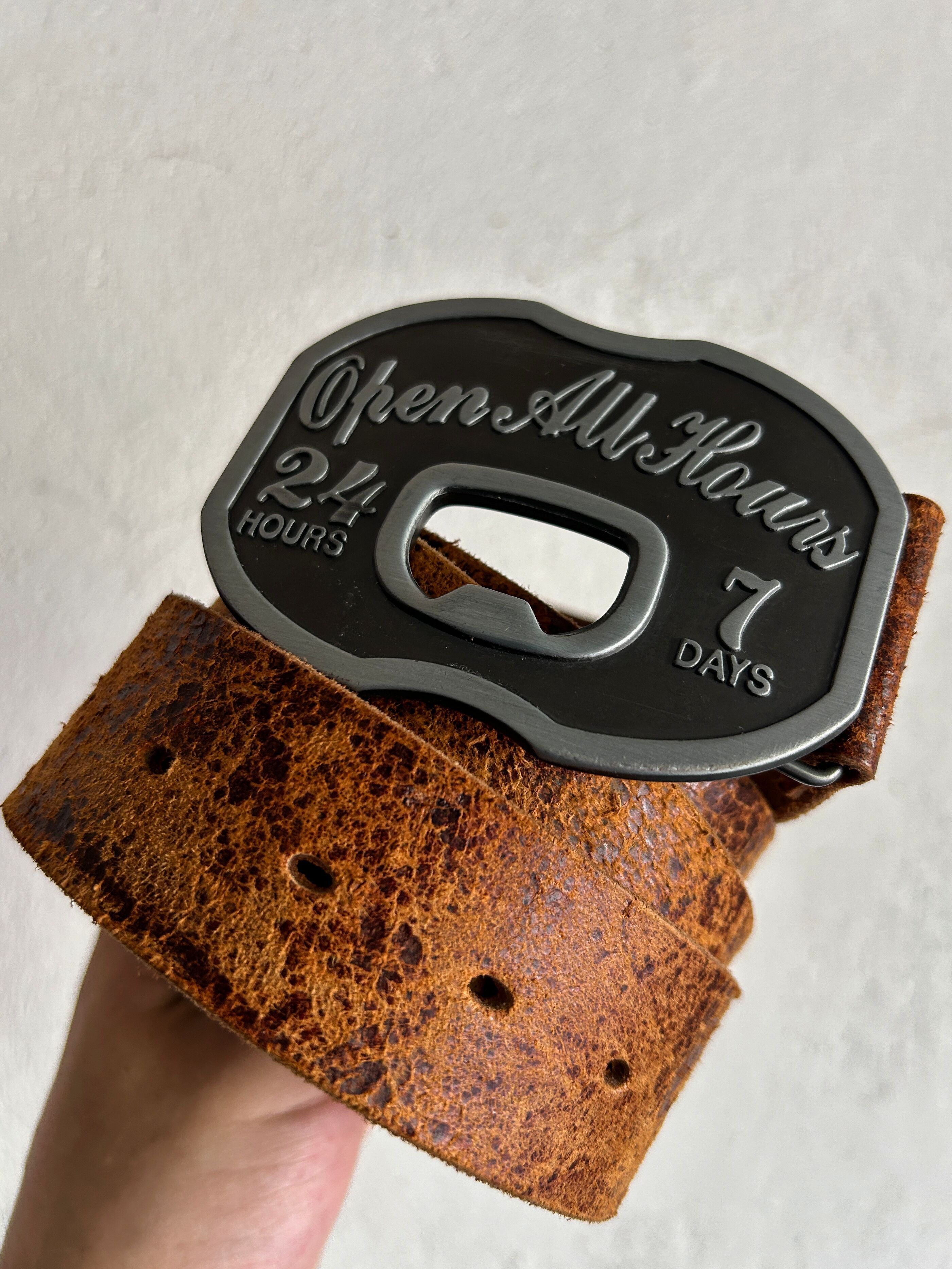 Other Vintage Humor Style Streetwear Open 24/7 Leather Belt Size ONE SIZE - 3 Thumbnail
