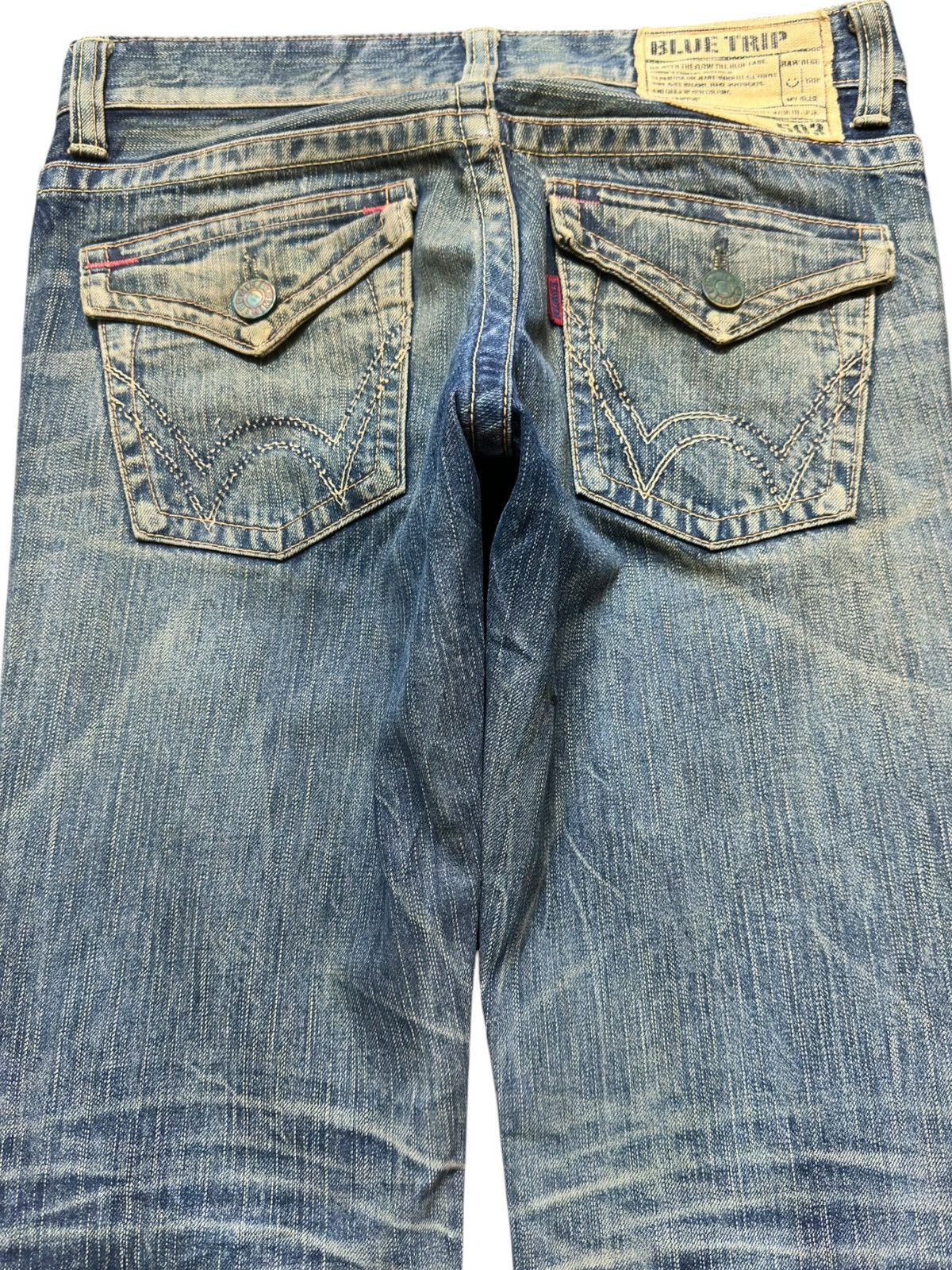 Edwin Vintage Edwin Blue Trip Mudwash Slim Fit Distressed Denim Size US 31 - 5 Thumbnail