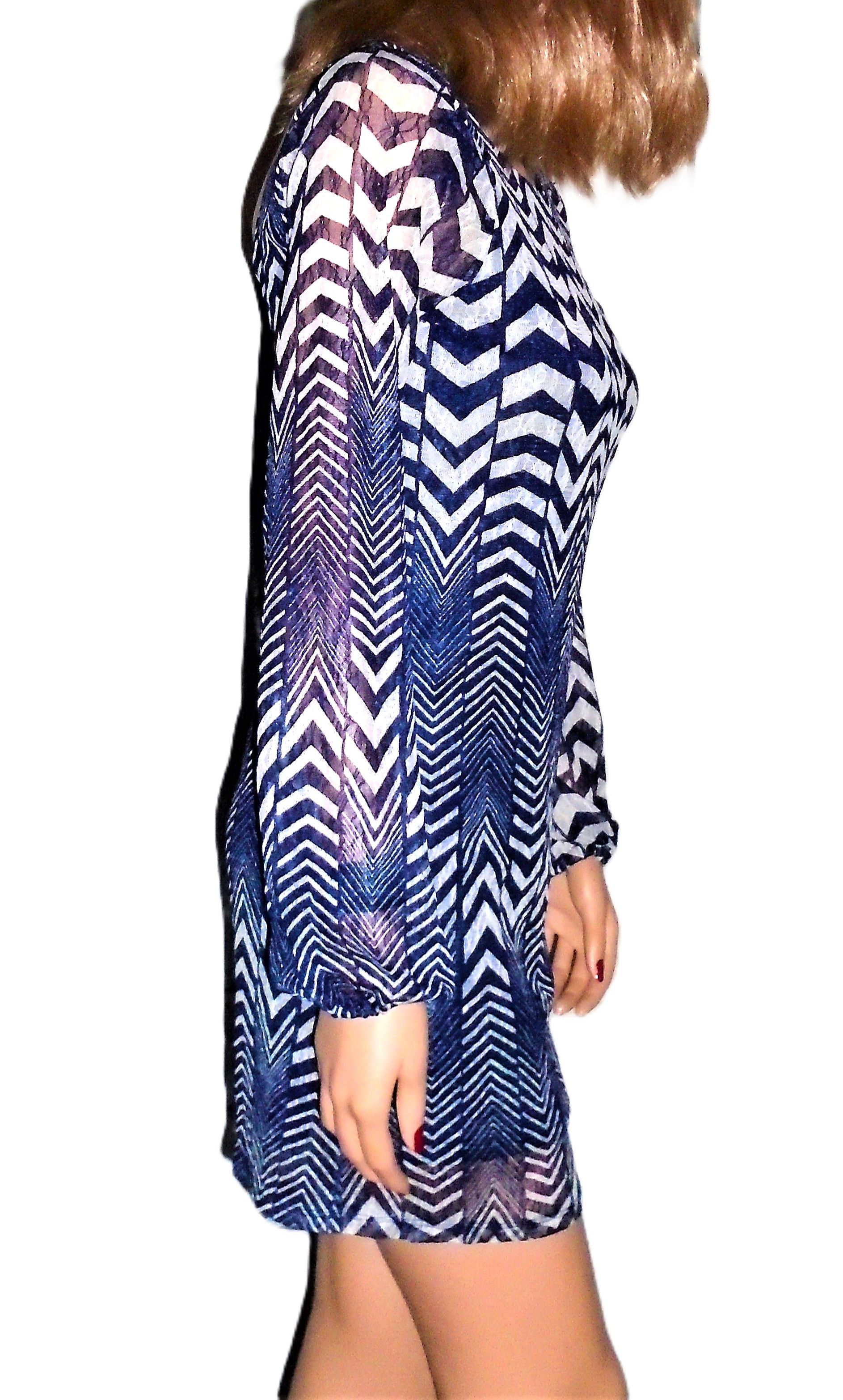 Other Fire Los Angeles Navy Blue White Zig Zag Dress S Size S / US 4 / IT 40 - 6 Thumbnail