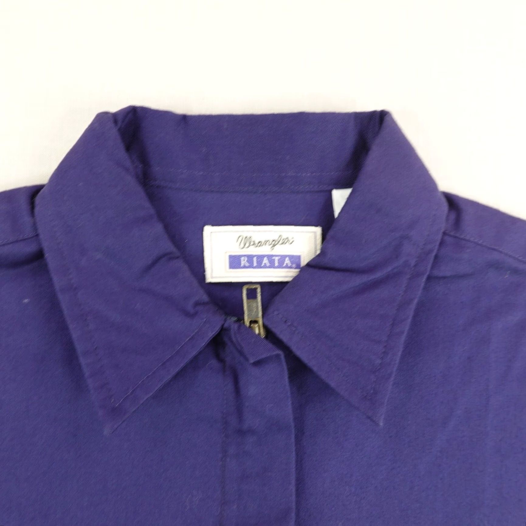 Wrangler VINTAGE Wrangler Shirt Womens Medium Blue Western Zip Front Top Riata Embroidered NEW Size M / US 6-8 / IT 42-44 - 2 Thumbnail