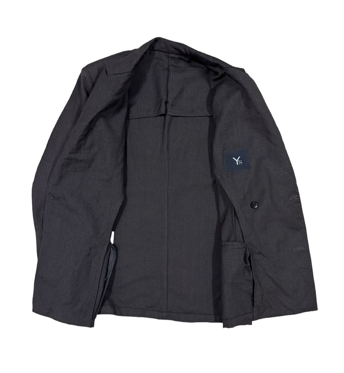 Yohji Yamamoto Vtg🔥Ys Yohji Yamamoto Salt&Pepper Wool Double Breasted Coat Size 40L - 3 Thumbnail