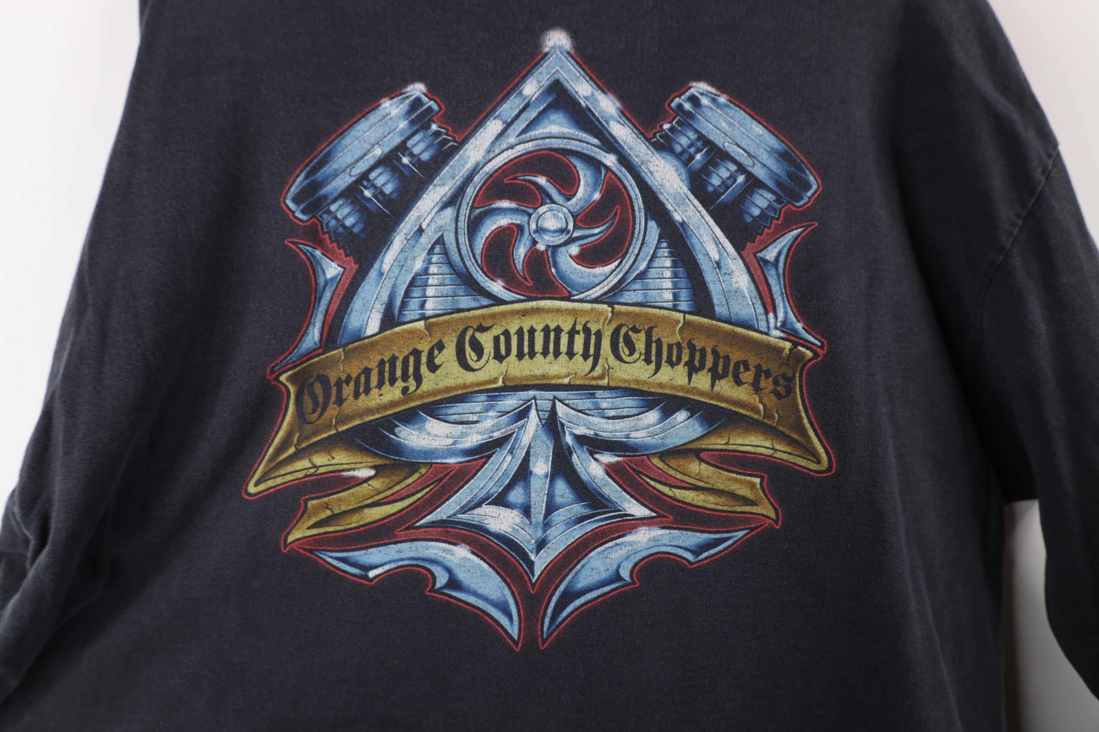 Vintage Vintage Y2K Orange Choppers Motorcycle Long Sleeve T-Shirt Size US XL / EU 56 / 4 - 14 Thumbnail