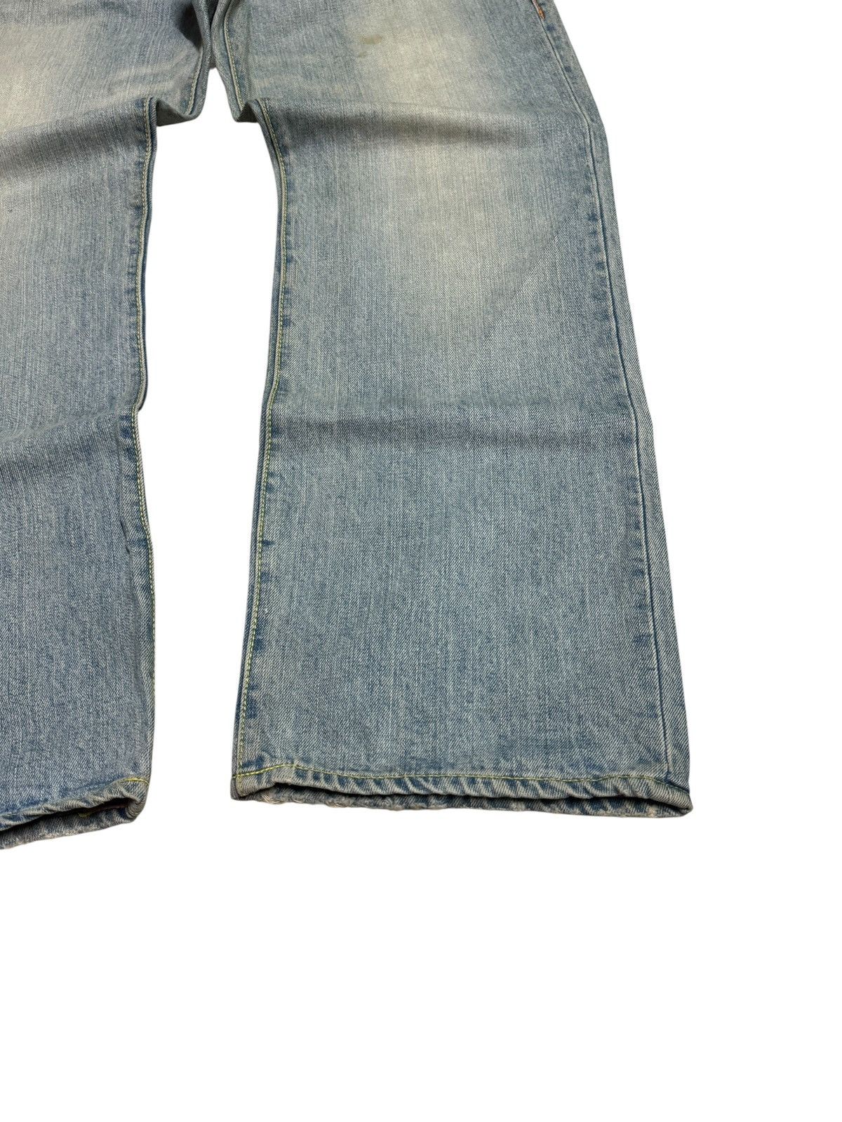Japanese Brand COCOLULU Printed Washed Blue Yellow Stitching Daicock Denim Size US 34 / EU 50 - 9 Thumbnail