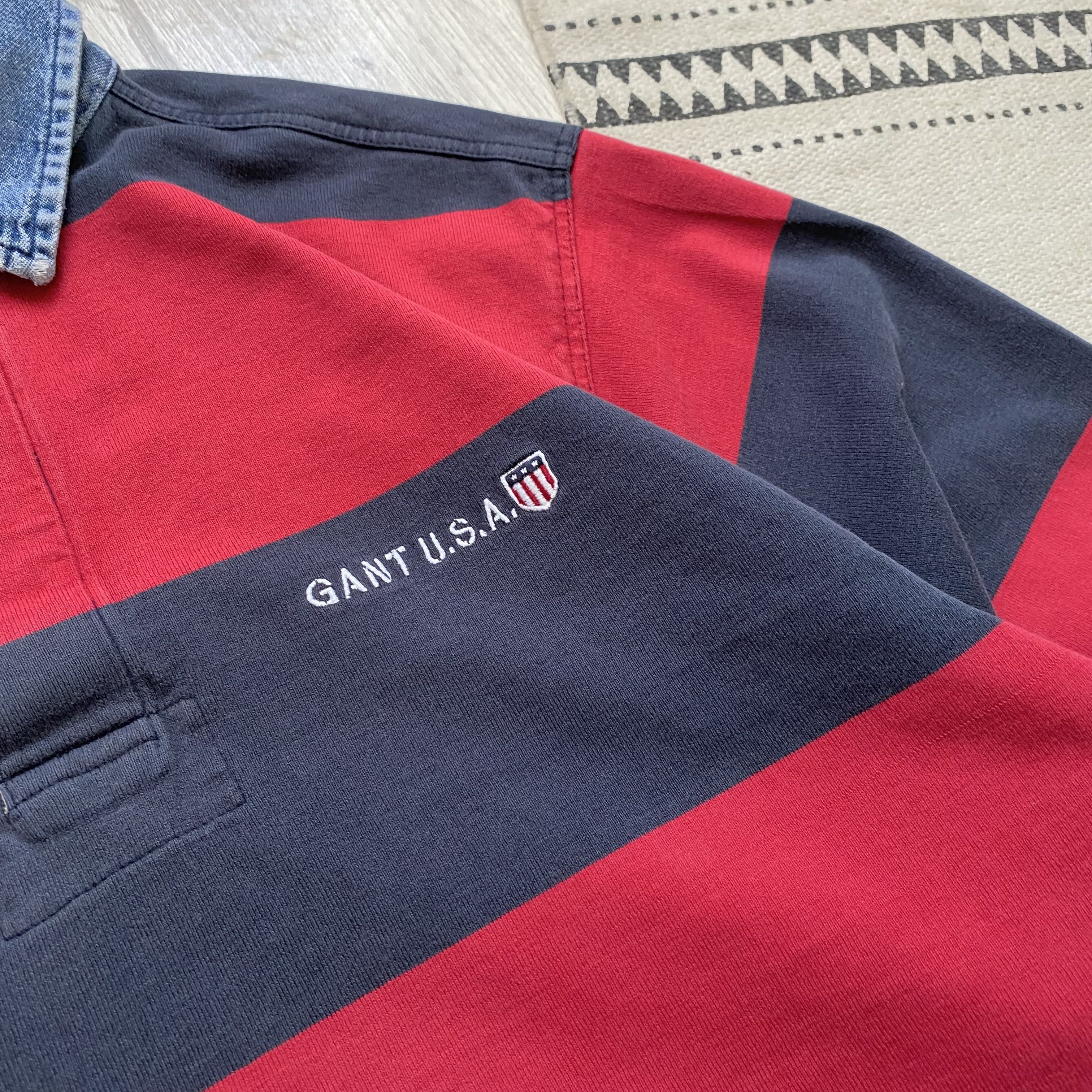 Polo Ralph Lauren Vintage 90s Gant USA stripped rugby shirt Faded Size US M / EU 48-50 / 2 - 5 Thumbnail