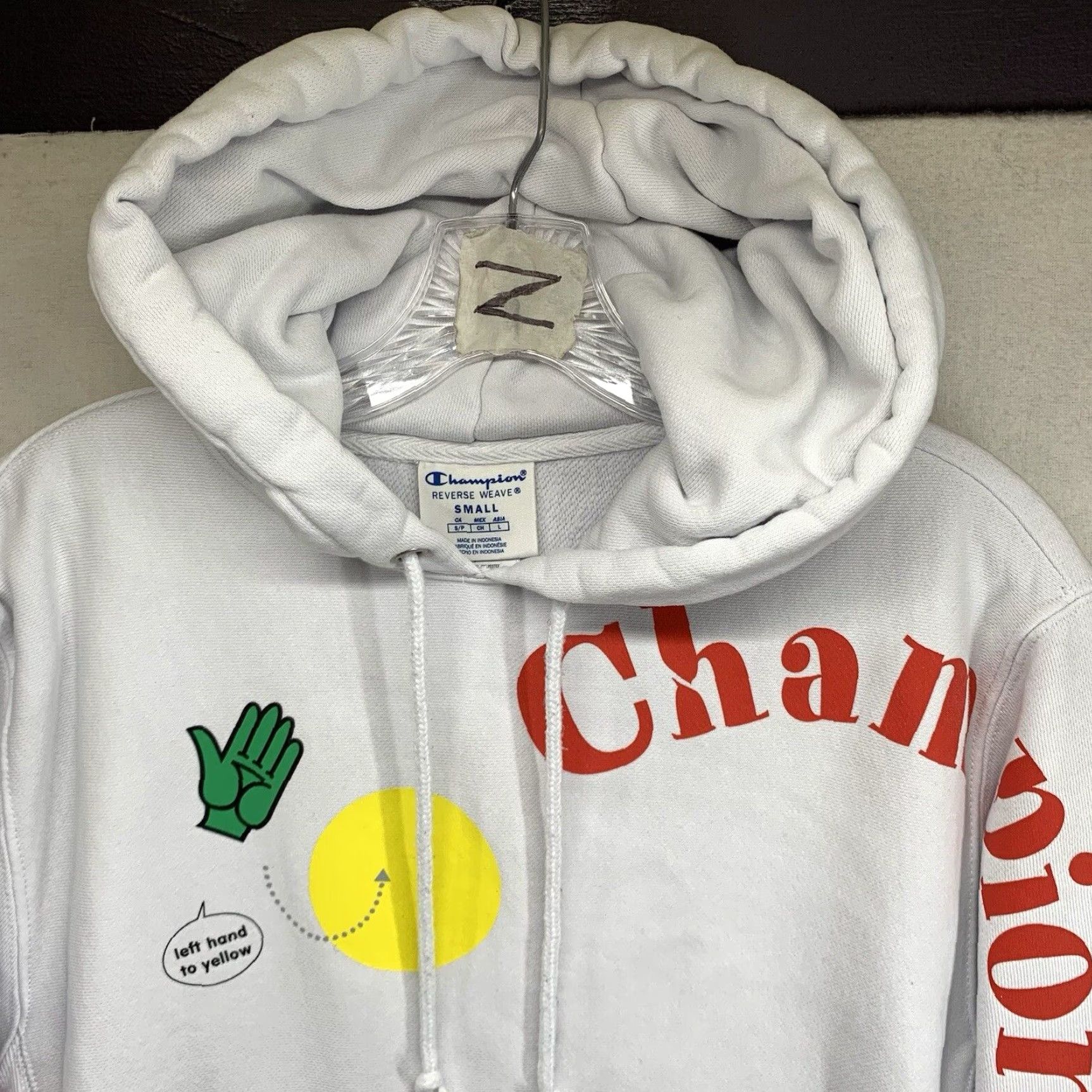 Champion VINTAGE? (No - it's not vintage) Champion Reverse Weave Hoodie Pullover Unisex Adults S White Graphic Print 90s Hip Hop Reversible Heavyweight Size US S / EU 44-46 / 1 - 2 Thumbnail