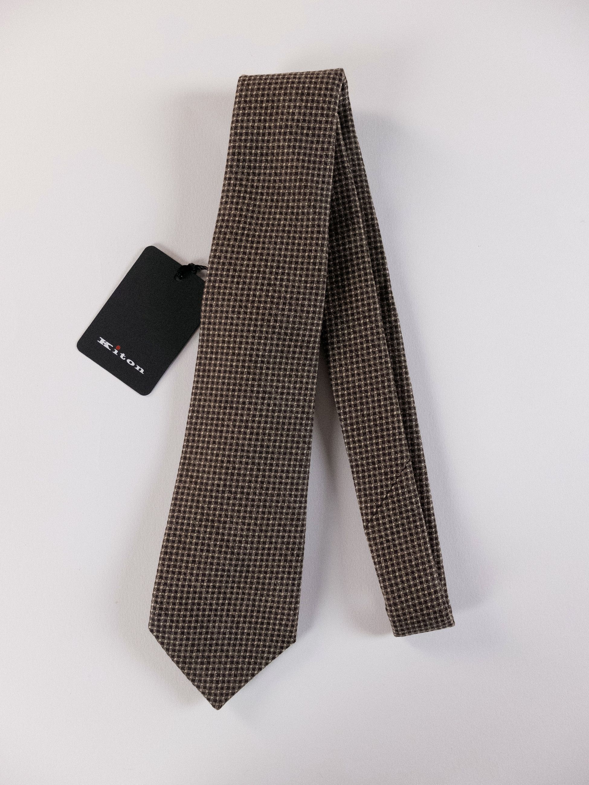 Kiton KITON hand made 7 fold brown wool silk tie NWT Italy Size ONE SIZE - 1 Thumbnail