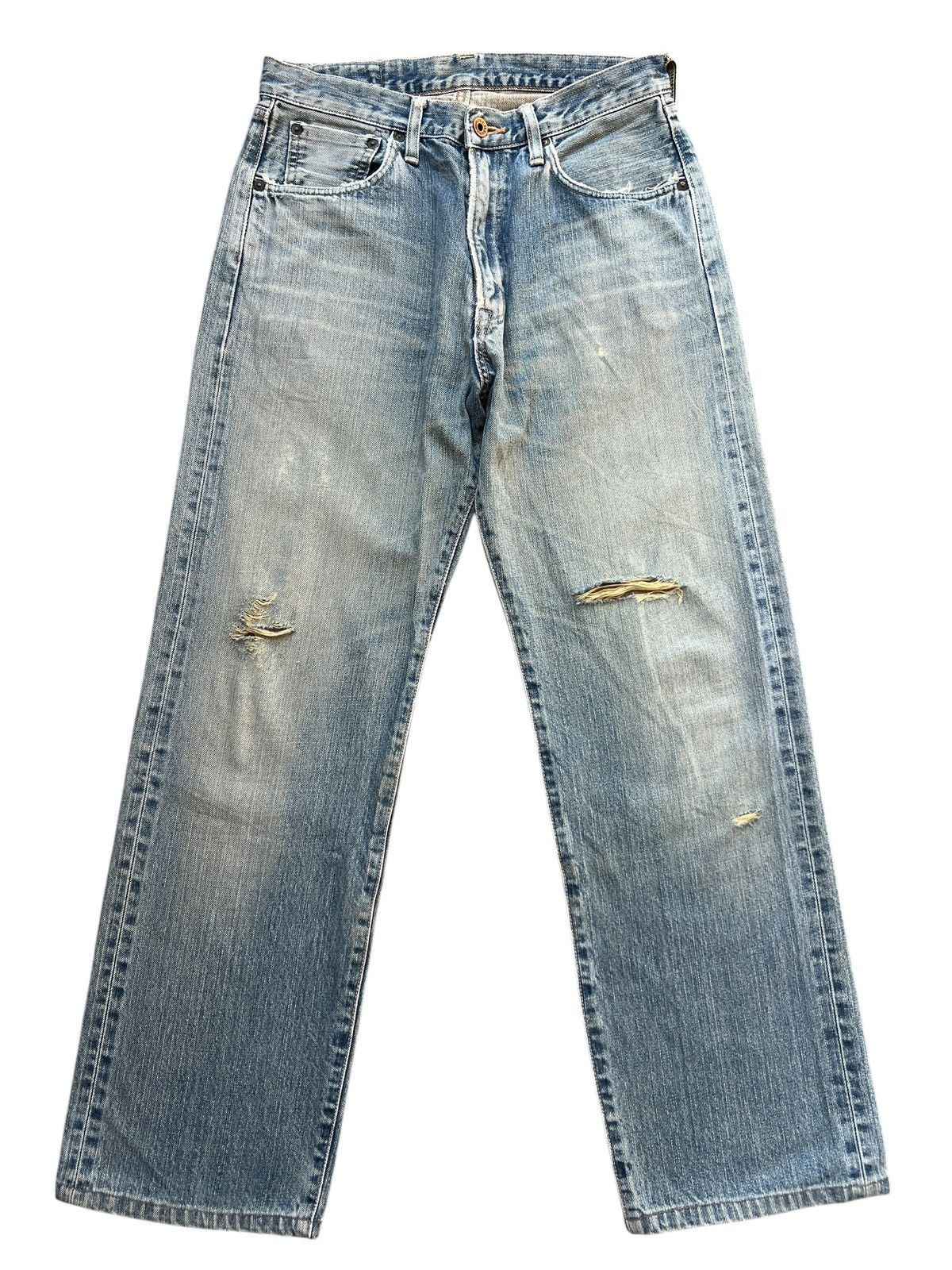 Edwin Vintage Edwin 505 Selvedge Distressed Denim Jeans 31x29 Size US 31 - 2 Thumbnail
