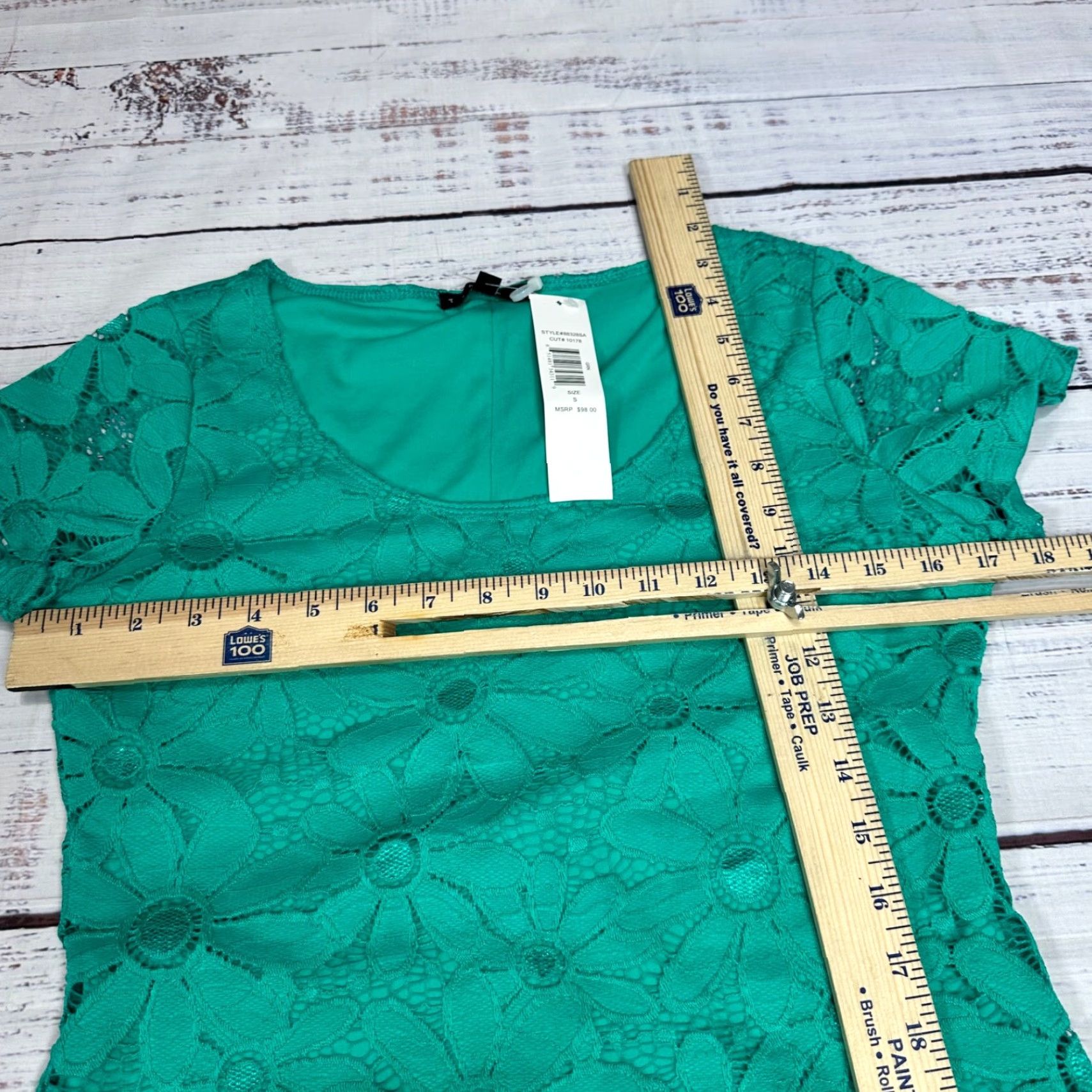 Vintage Tiana B Womens Short Sleeve Lace Overlay Dress Sz S Green Lined Sheath Knee Length New Size 28" / US 6 / IT 42 - 3 Thumbnail