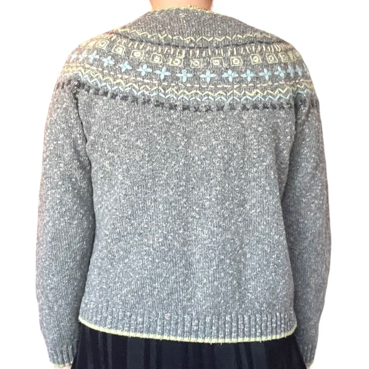 Pendleton VINTAGE Pendleton Cardigan Sweater M Wool Fair Isle Embroidered Grey Ladies 90s Bohemian Knit Long Sleeve Size M / US 6-8 / IT 42-44 - 3 Thumbnail