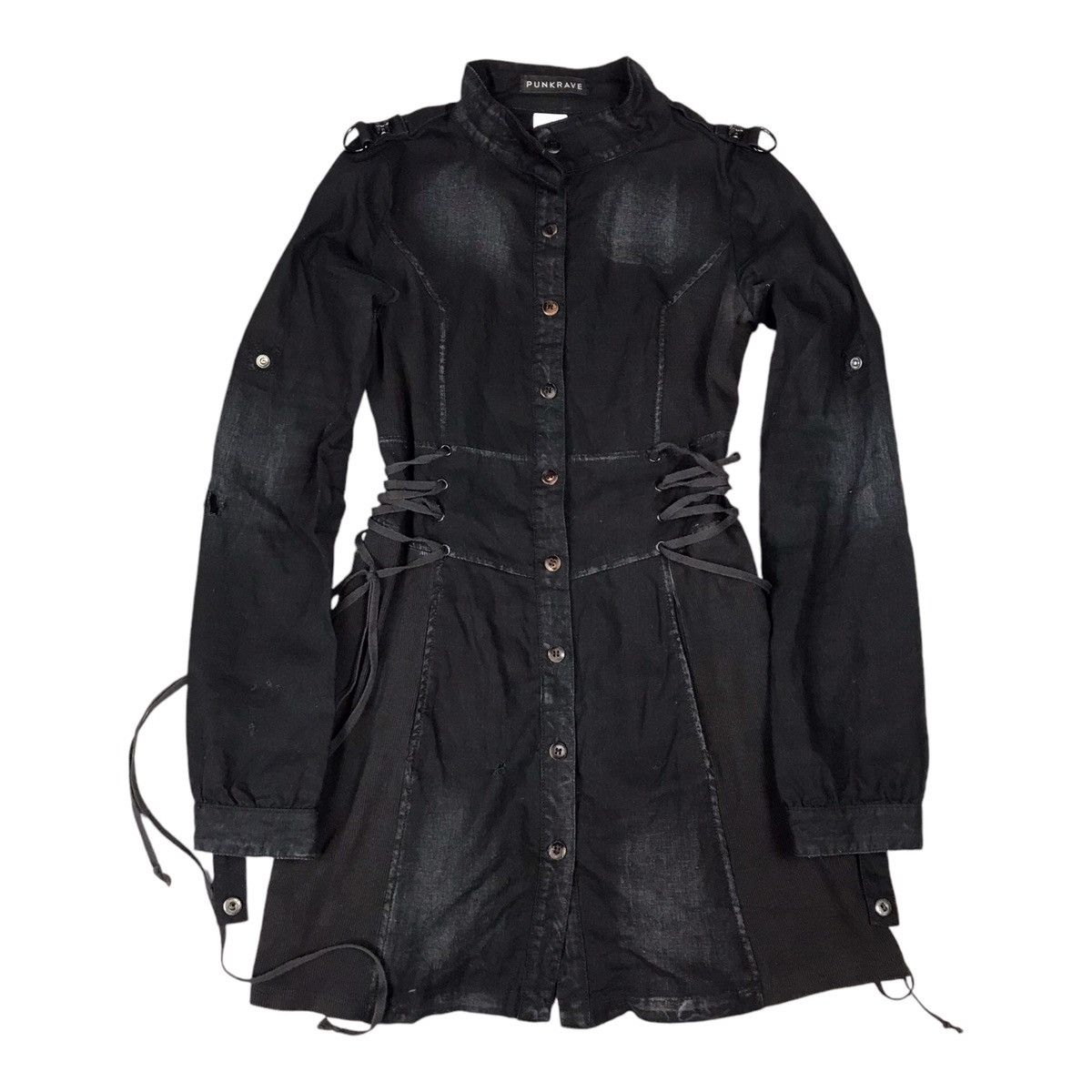 Designer × Japanese Brand PUNK RAVE DISTRESSED BLACK PUNK BUTTON BONDAGE JACKET Size M / US 6-8 / IT 42-44 - 1 Thumbnail