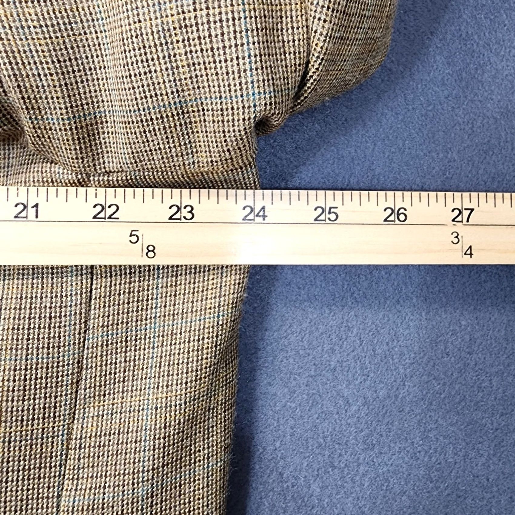 Vintage Ralph Lauren Mens Sport Coat 44L Tan Houndstooth Plaid Silk Wool Notch Lapel Jacket 2 Piece Size US S / EU 44-46 / 1 - 6 Thumbnail