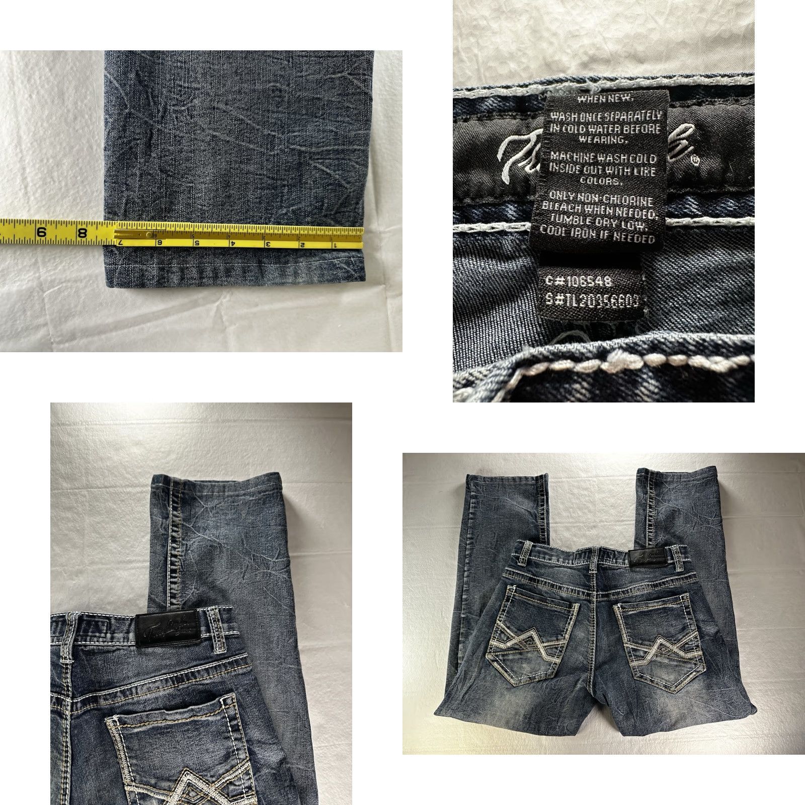 Denime True Luck Jeans Mens 32x28 Stretch Denim Straight Fit Size Thick Stitch Size US 32 / EU 48 - 8 Thumbnail