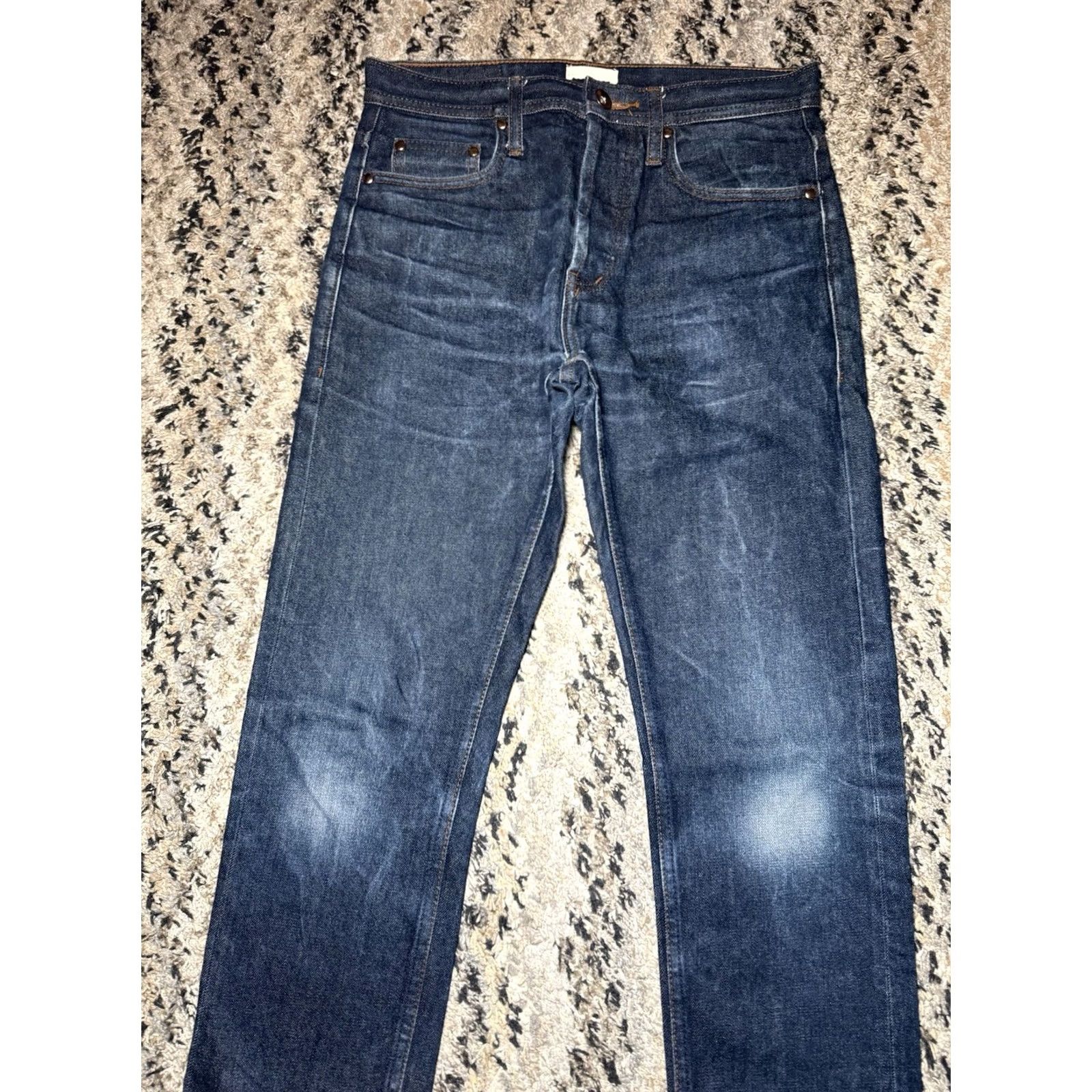 The Unbranded Brand VINTAGE Unbranded Brand Jeans Mens 31x29 UB201 Tapered Selvedge Denim Worn In Faded Mens Jeans Slim 31 Blue Size US 31 - 4 Thumbnail