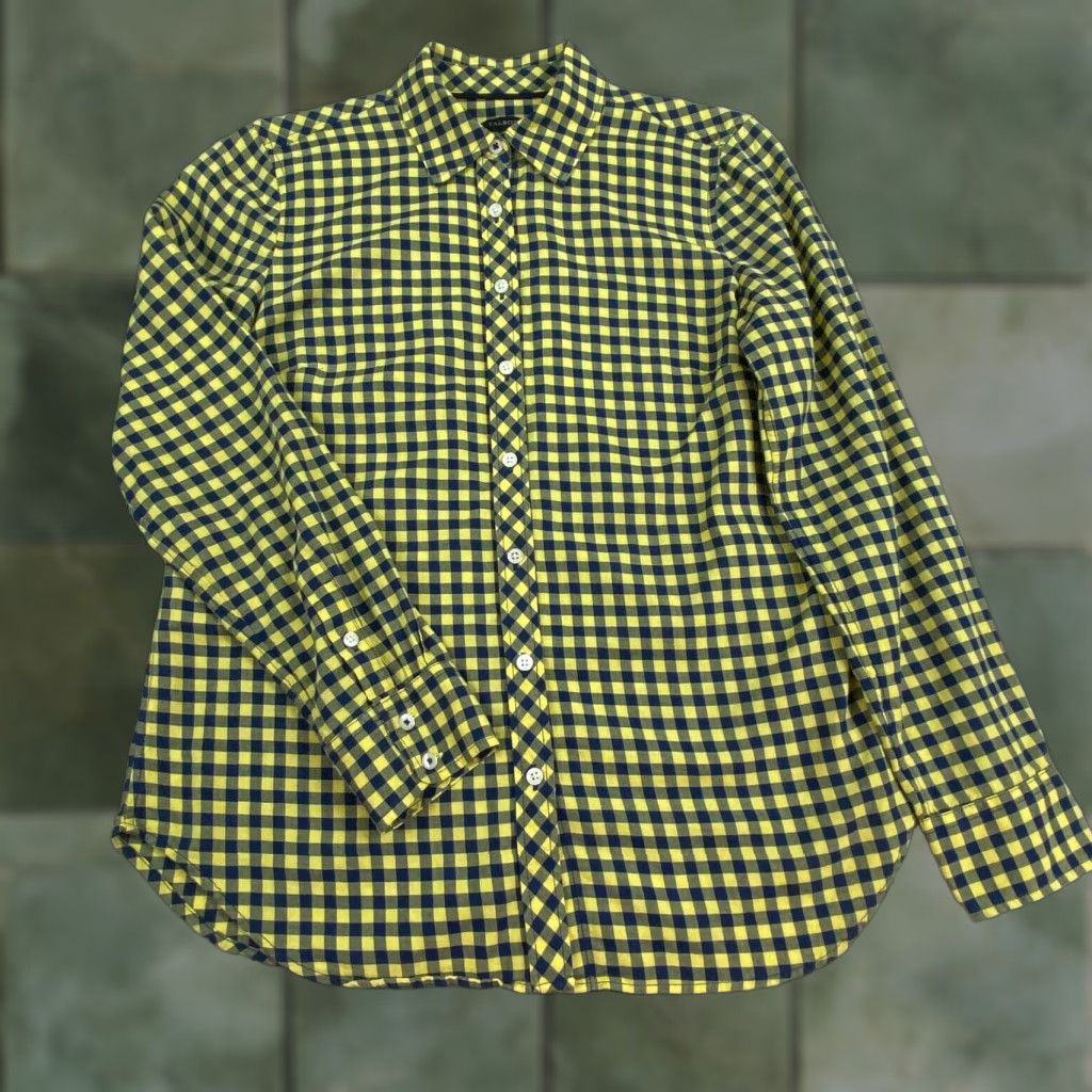 Talbots Talbots Womens XS Blue Yellow Check Flannel Button Up Long Sleeve Shirt Soft Cotton Blend Size XS / US 0-2 / IT 36-38 - 1 Thumbnail