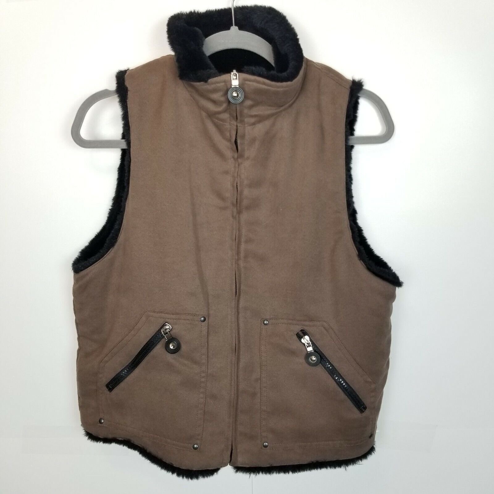 Vintage Jamie Sadock Womens Reversible Full Zip Faux Fur Vest Sz M Size M / US 6-8 / IT 42-44 - 2 Thumbnail