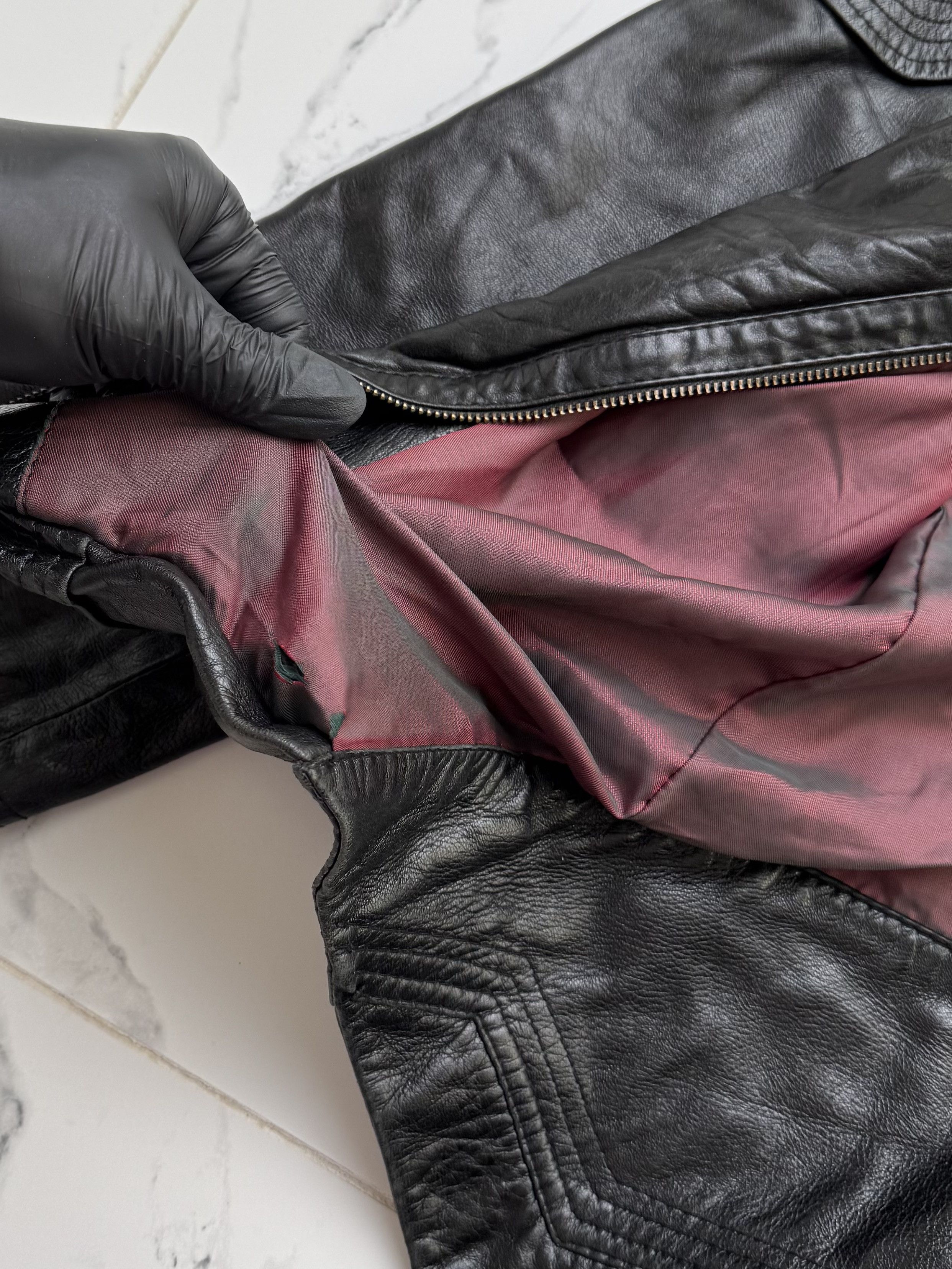 Genuine Leather Leather Jacket Women Size M Fitted Zip Moto Minimalist Y2K Size M / US 6-8 / IT 42-44 - 10 Thumbnail